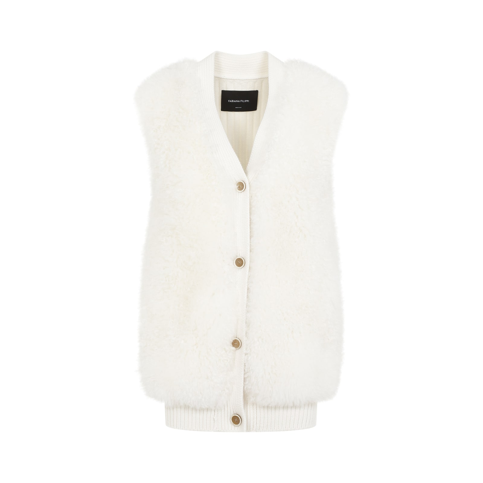 Shop Fabiana Filippi Shearling Gilet In Rafia