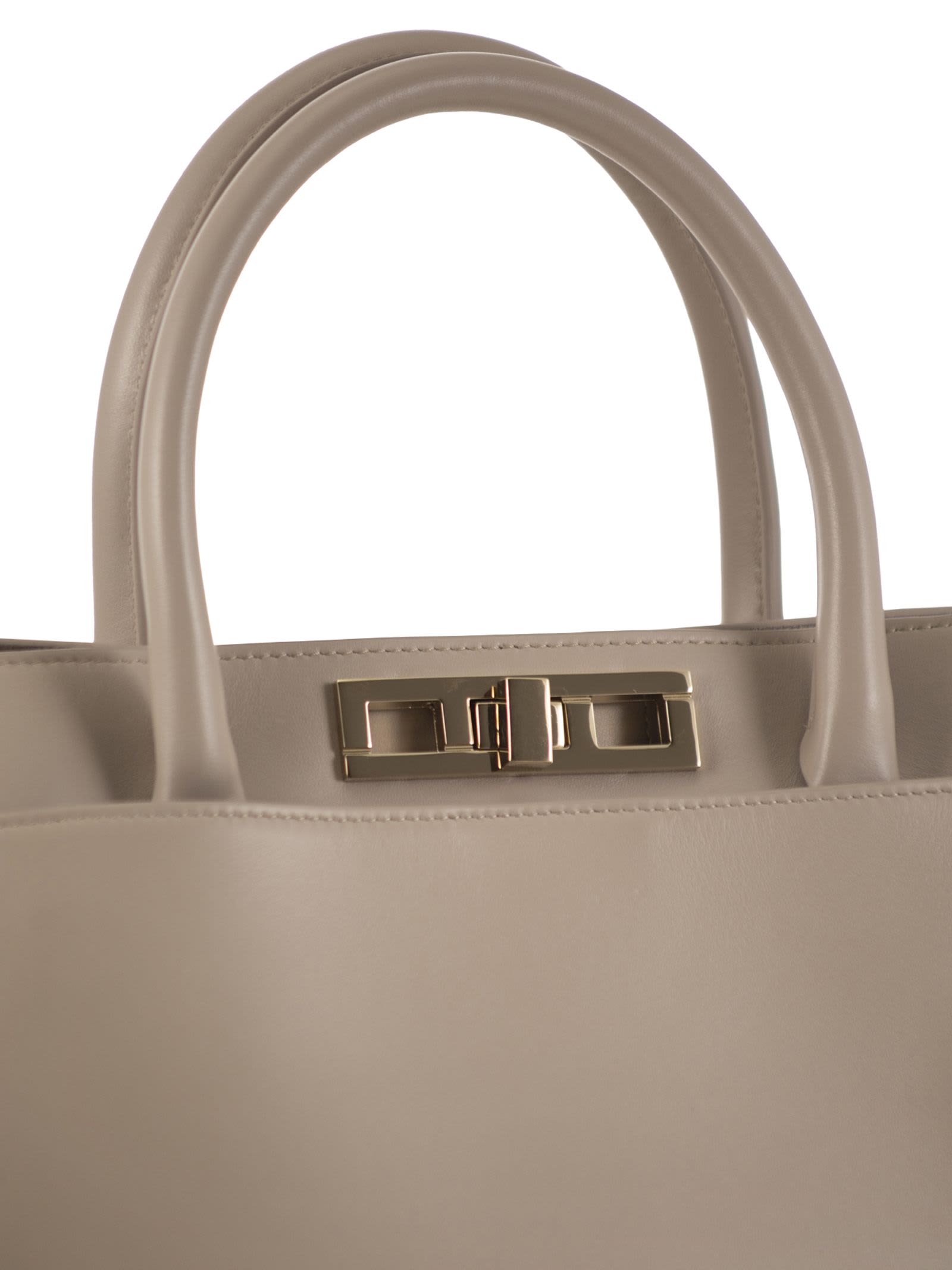 Fabiana Filippi Medium Handbag With Metal Accessory In Beige