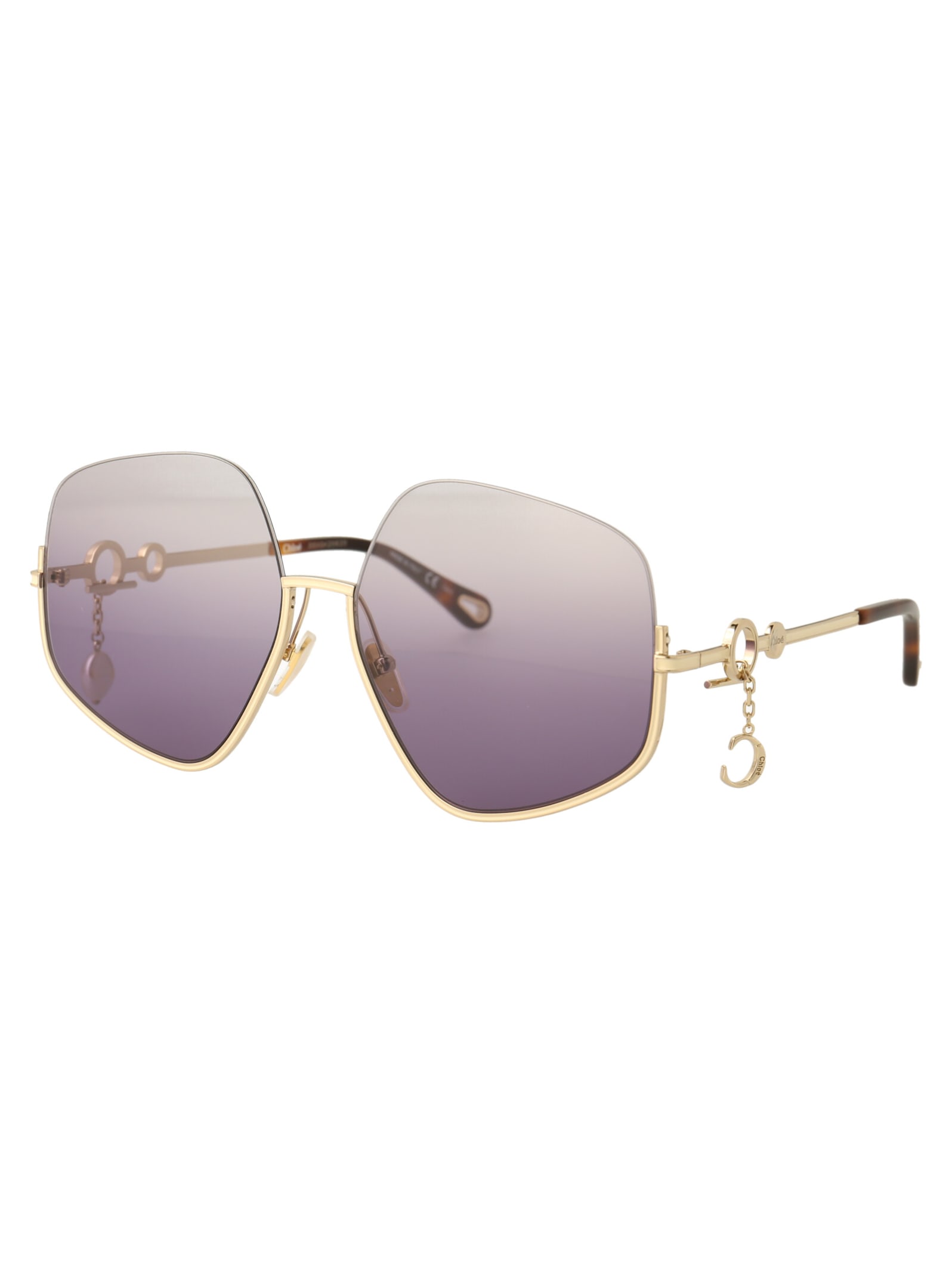 Shop Chloé Ch0068s Sunglasses In 004 Gold Gold Violet