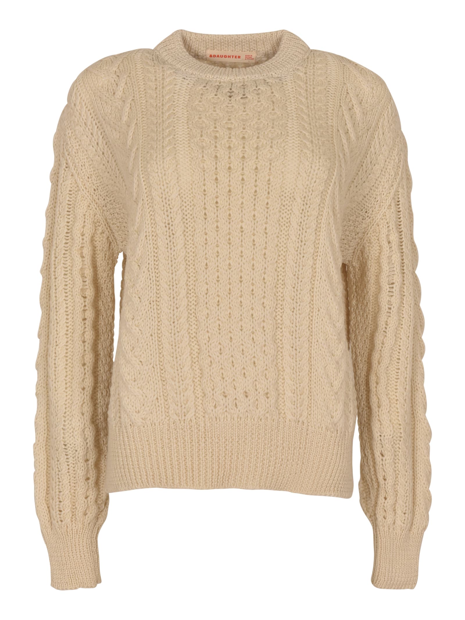 And-daughter Rib Trim Woven Sweater