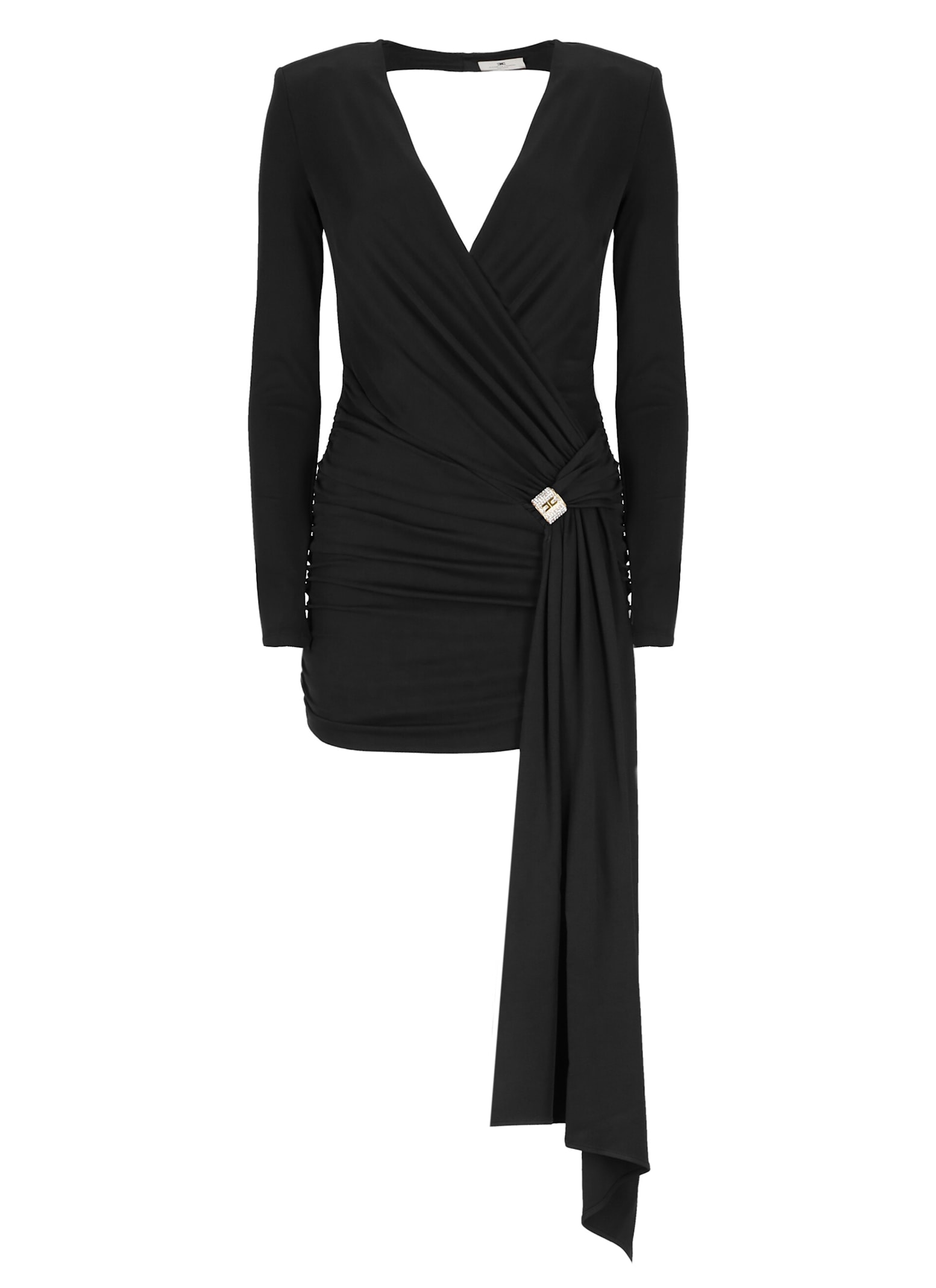 Shop Elisabetta Franchi Draped Dress In Black