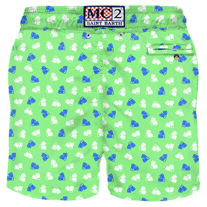 Mc2 Saint Barth Man Swim Shorts Fins Micro Print