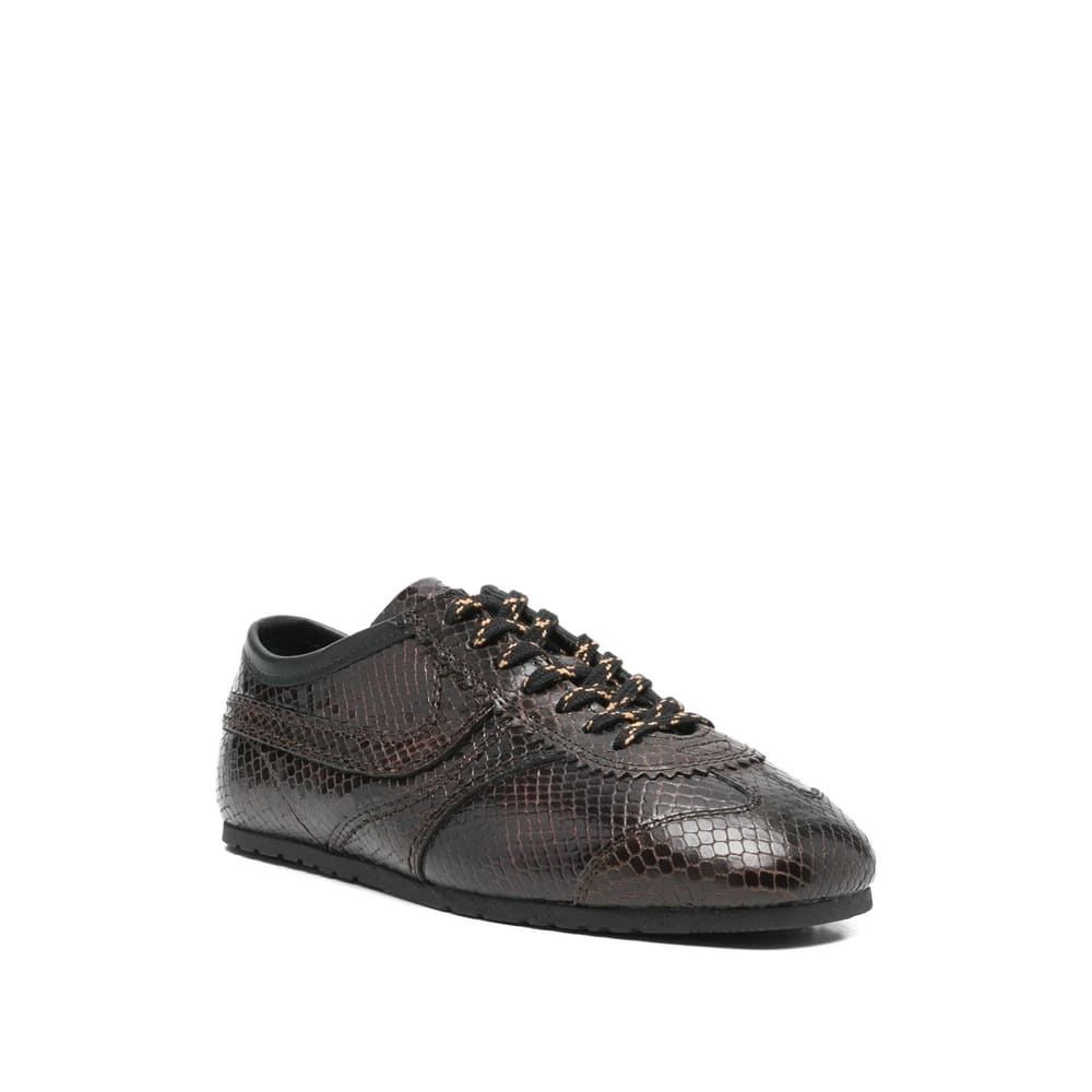 Dries Van Noten Leather Snakeskin-effect Dustin Sneakers In Brown