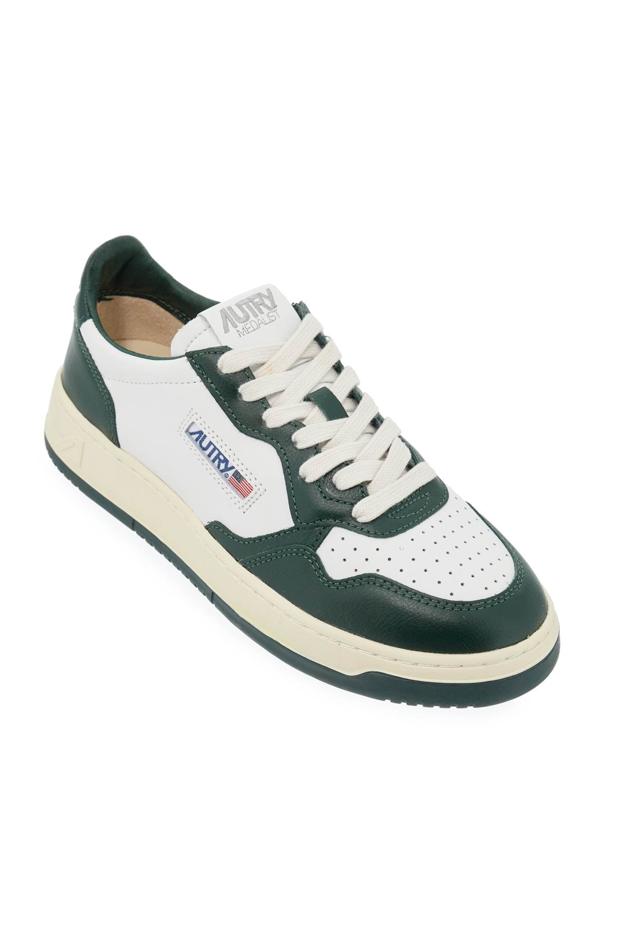 Autry Medalist Frayed-trim Leather Sneakers In Green