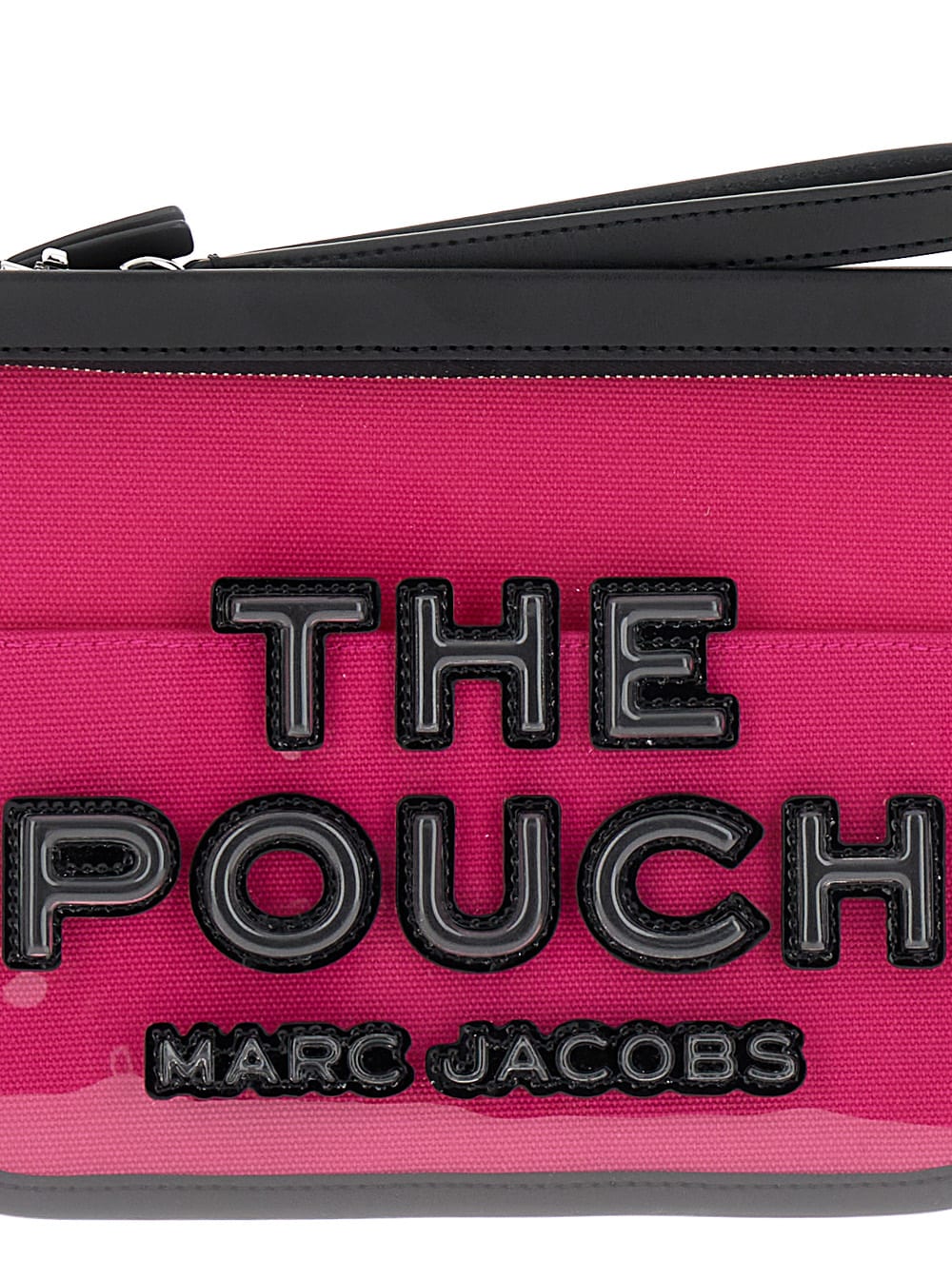 Shop Marc Jacobs The Clear Large Pouch Fuchsia Pouch With Logo Print In Pvc Woman In Black