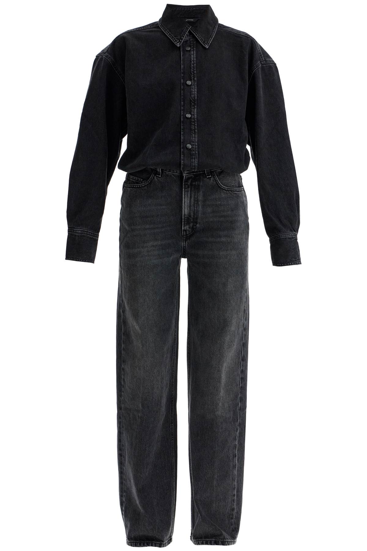 Shop Haikure Tilda Denim Jumpsuit In Medium Black (black)