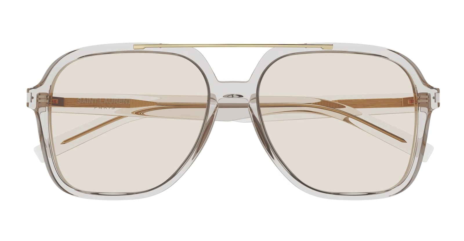Saint Laurent Sl 545 Linea Corner Angle 002 Beige Beige Yellow Sunglasses In Transparent