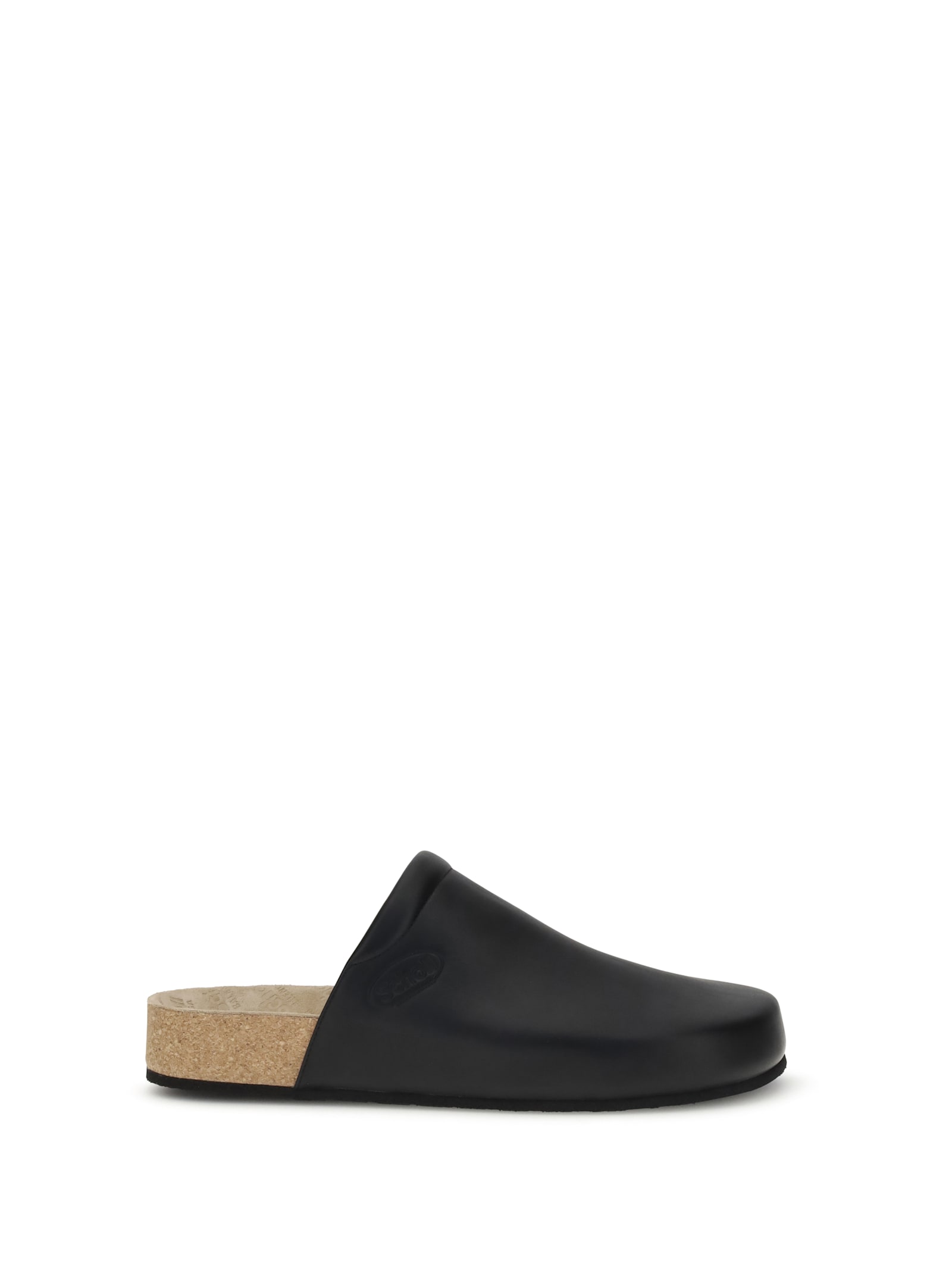 Balenciaga Men Leather Mules With Cork Insole