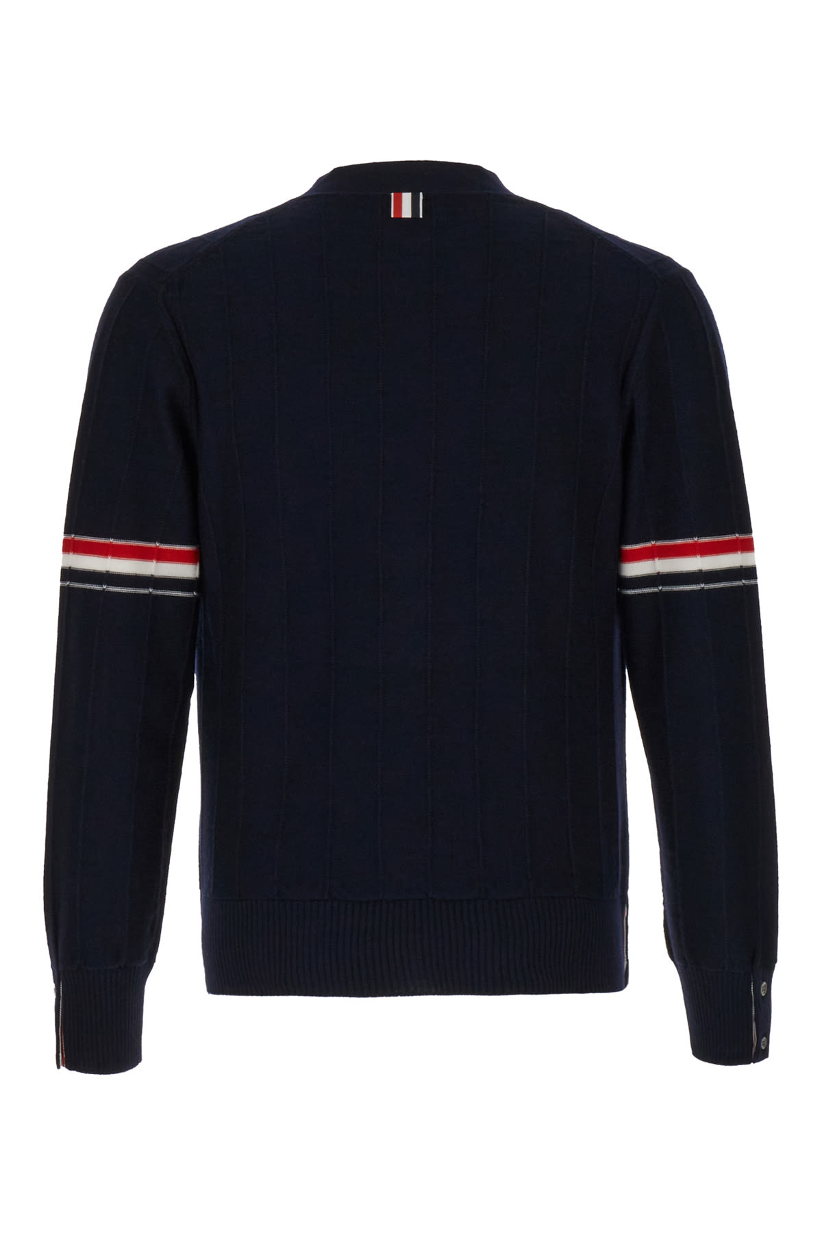 Shop Thom Browne Midnight Blue Wool Cardigan In Navy