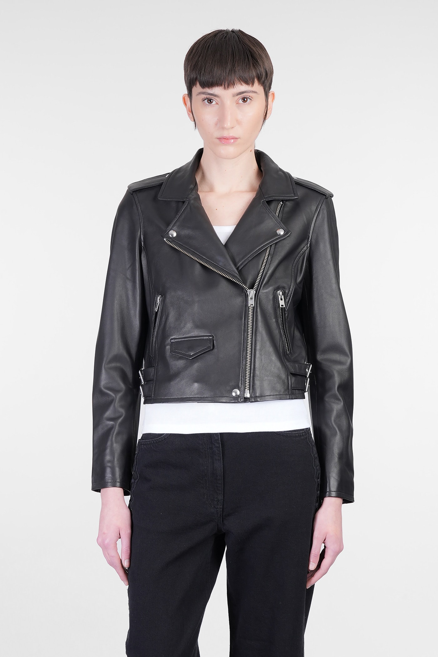 Ashville Biker Jacket In Black Rayon