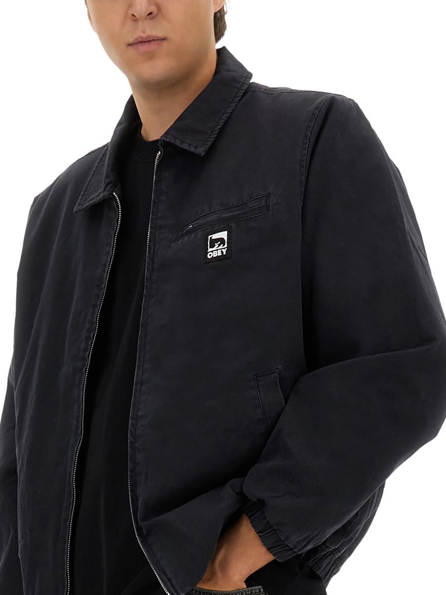 Shop Obey Jacket With Logo In Black