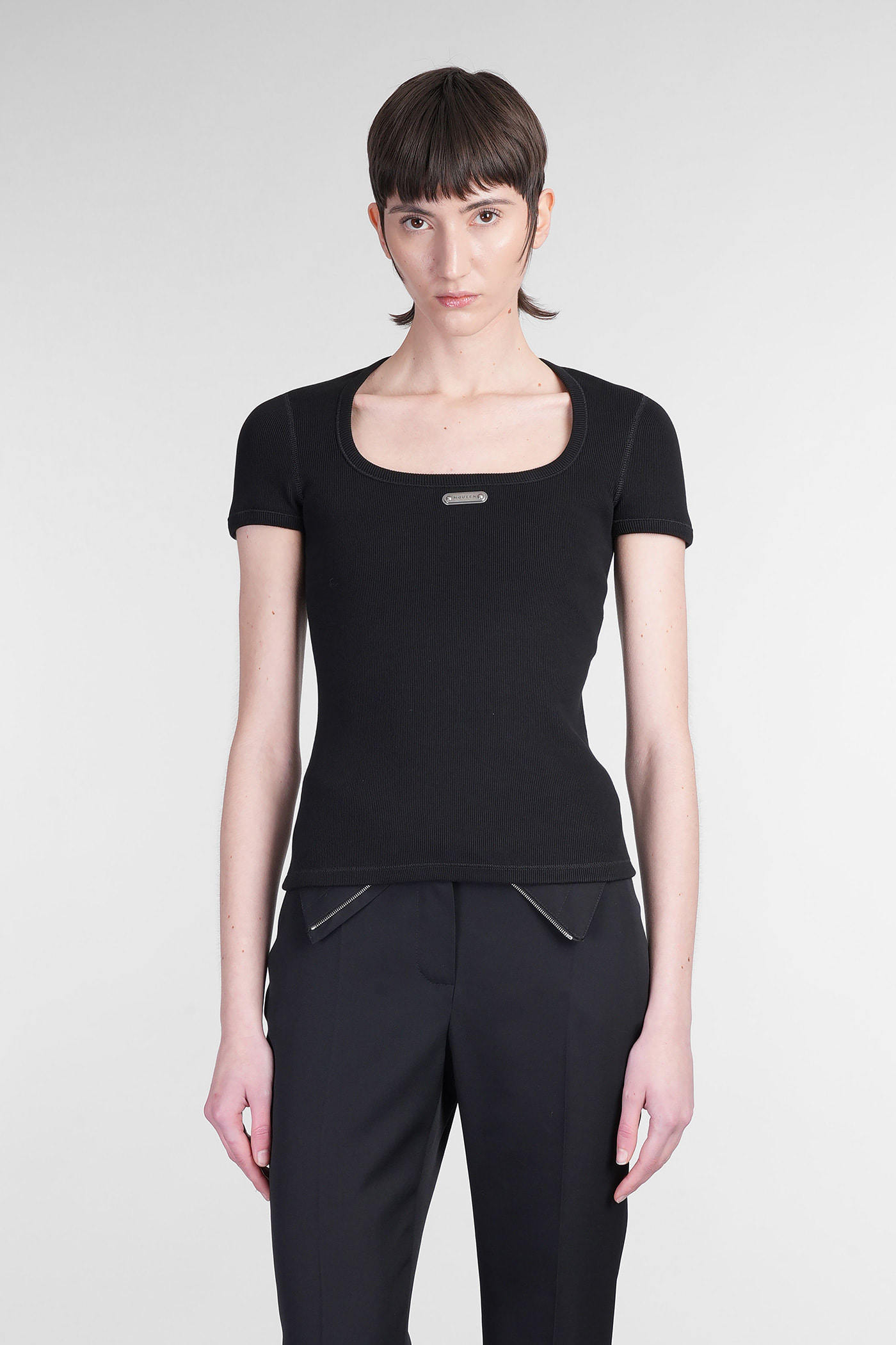 Alexander Mcqueen Stretch-cotton Tank Top In Black