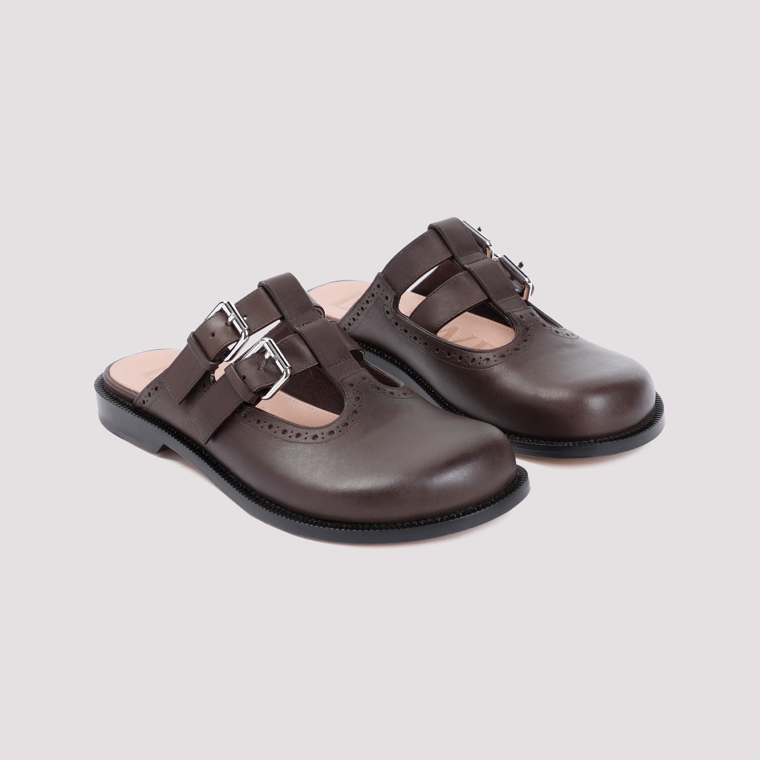 Shop Loewe Campo Mary Jane Mules In Dark Brown