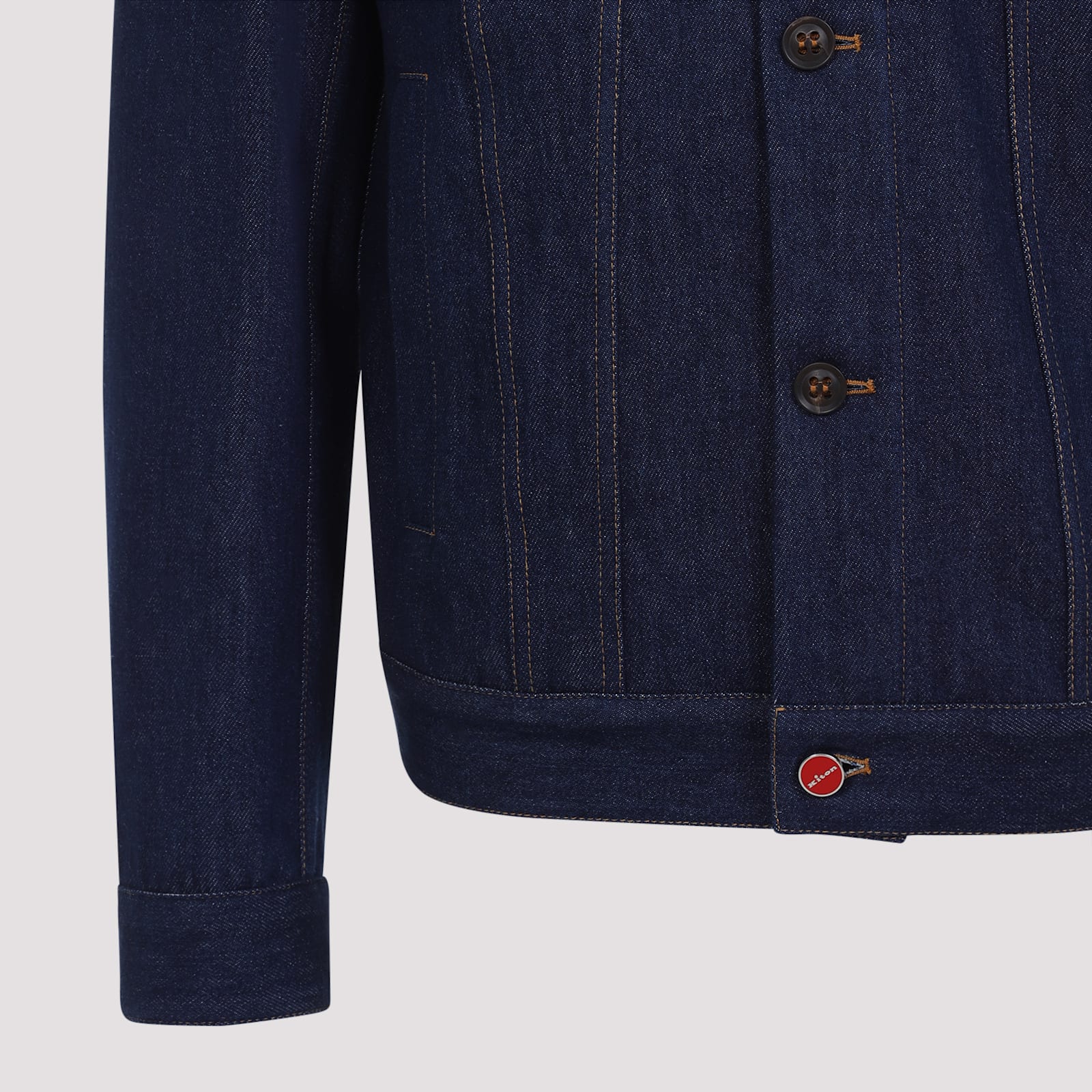 Kiton Cotton Jacket With Pointed Collar And Chest Pockets In Blu
