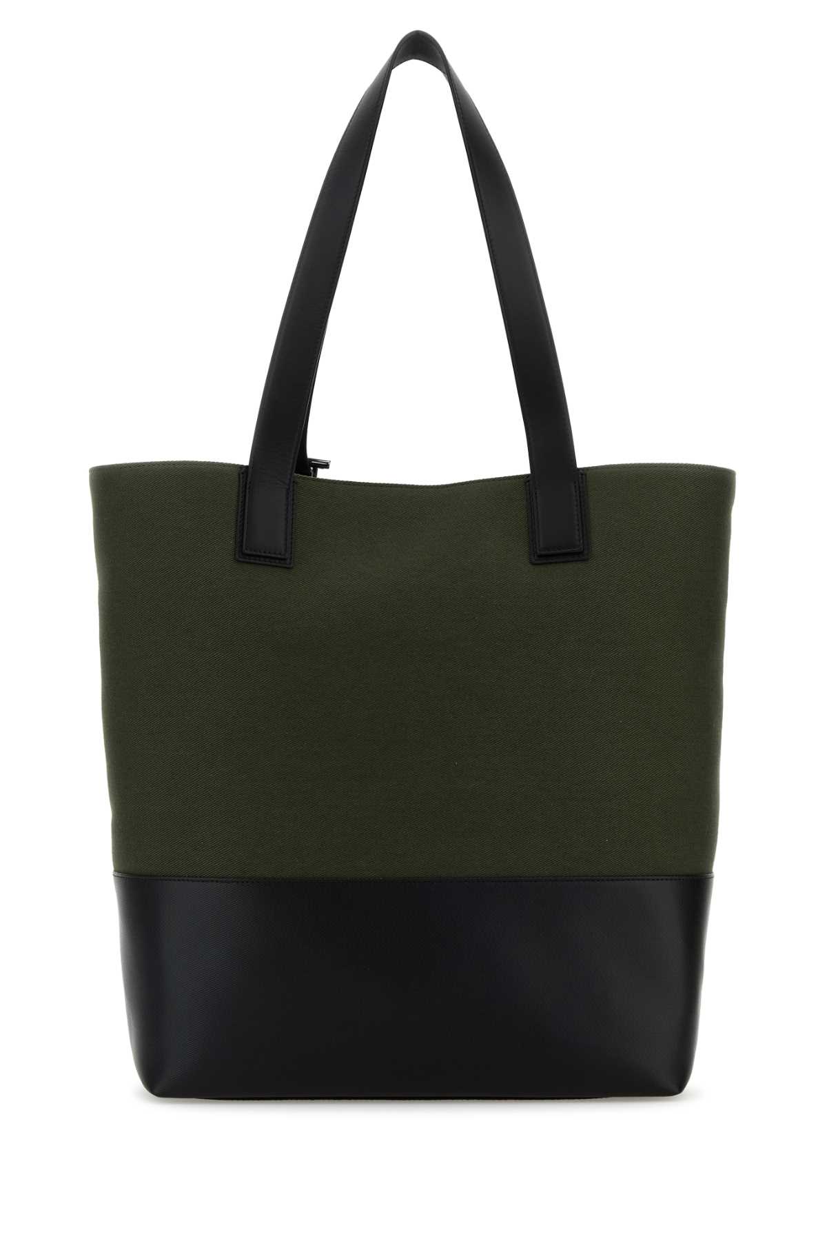 Alexander Mcqueen Army Green Canvas Shopping Bag In Brown