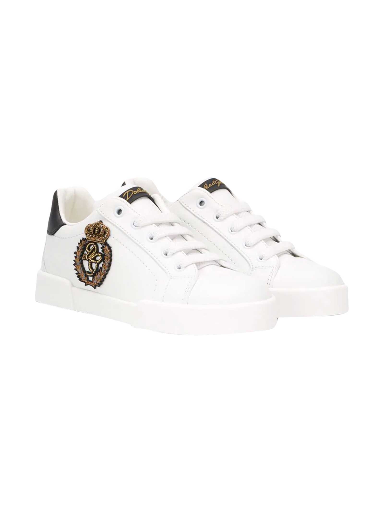 Dolce & Gabbana White Sneakers With crown Application Dolce & gabbana Kids
