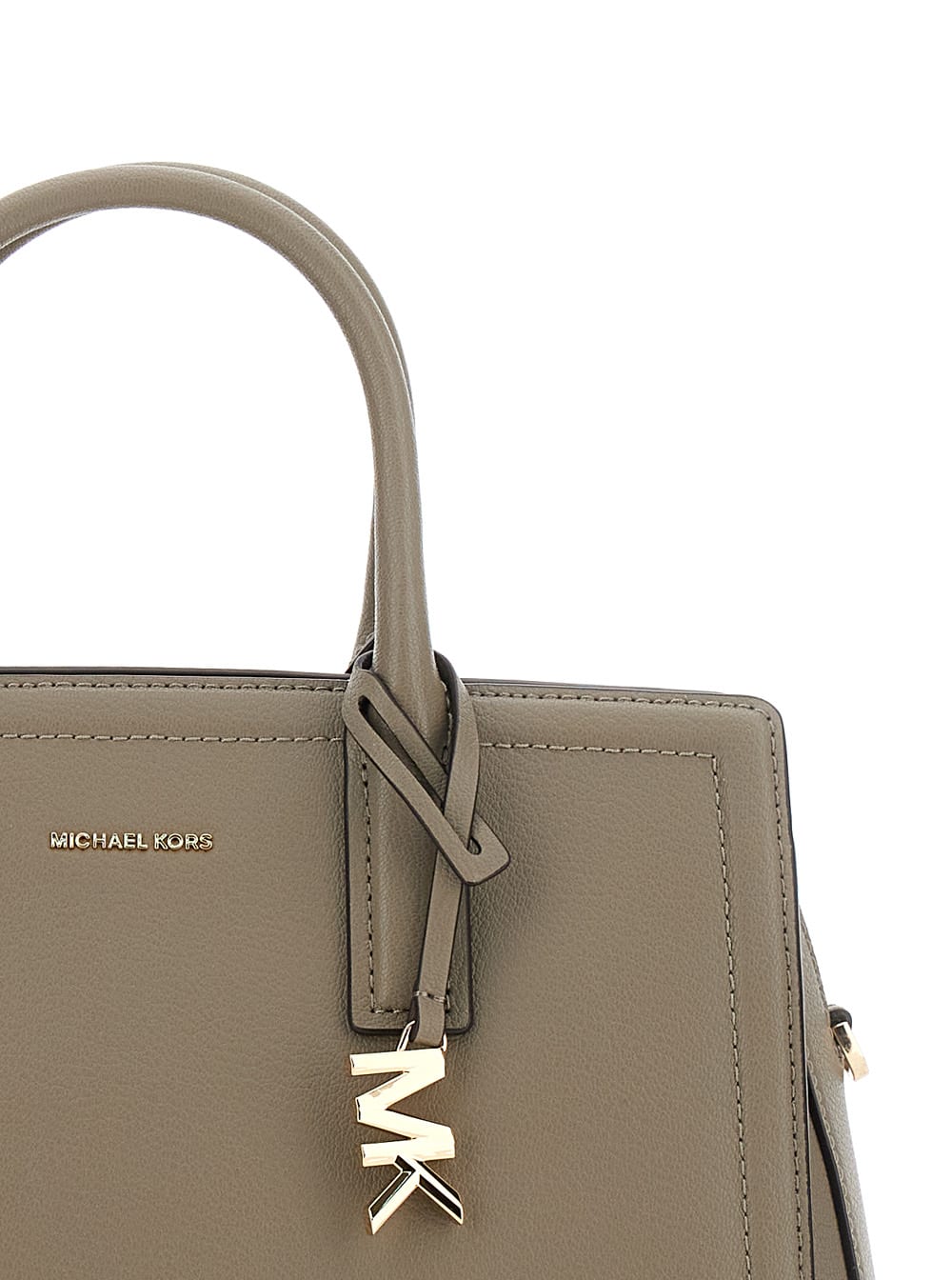 Michael Michael Kors Grey Handbag With Metallic Lettering Logo And Pendant On The Front In Leather Woman