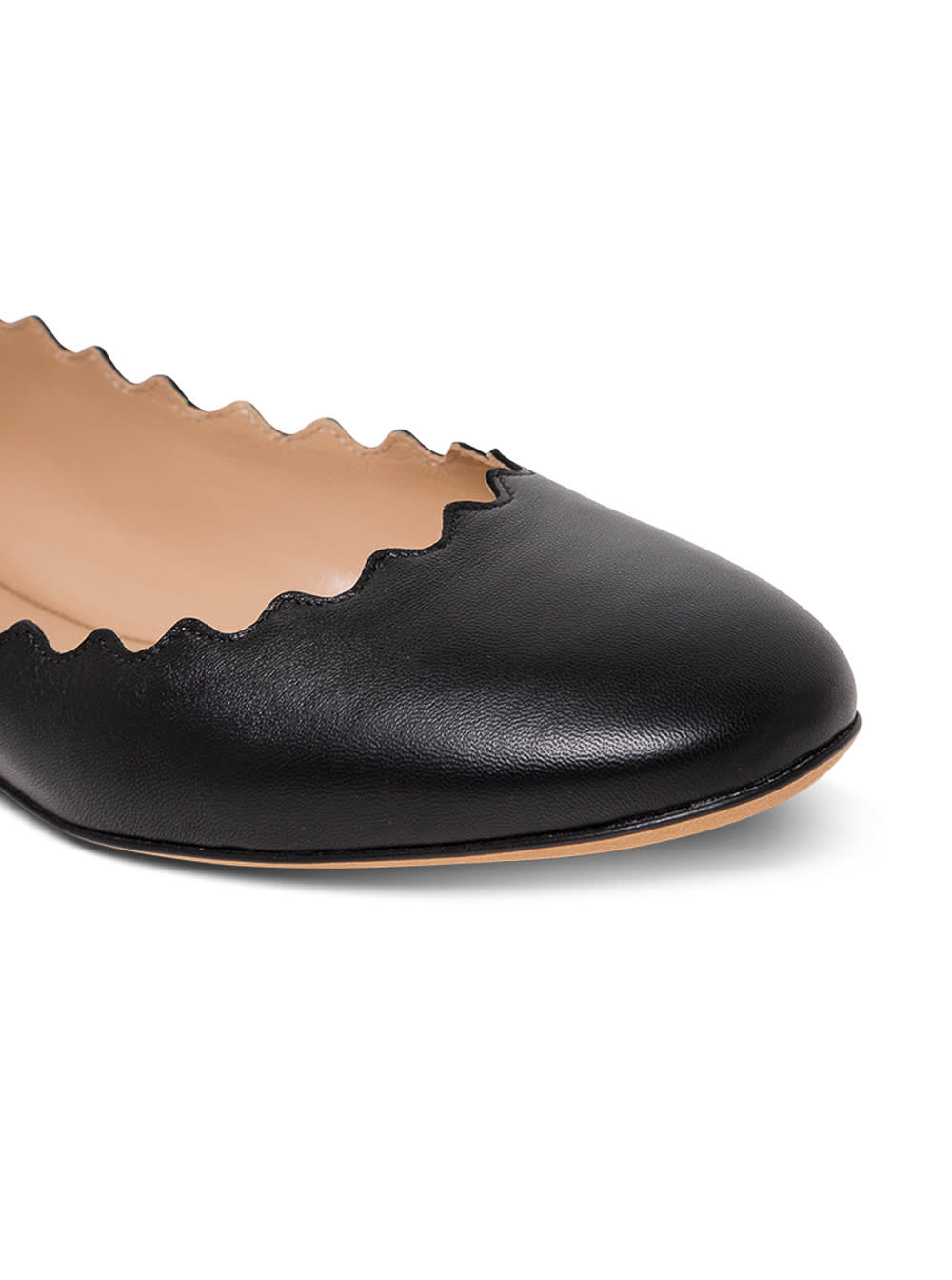 Shop Chloé Lauren Black Flat Shoes With Wavy Edges In Leather Woman In Nero