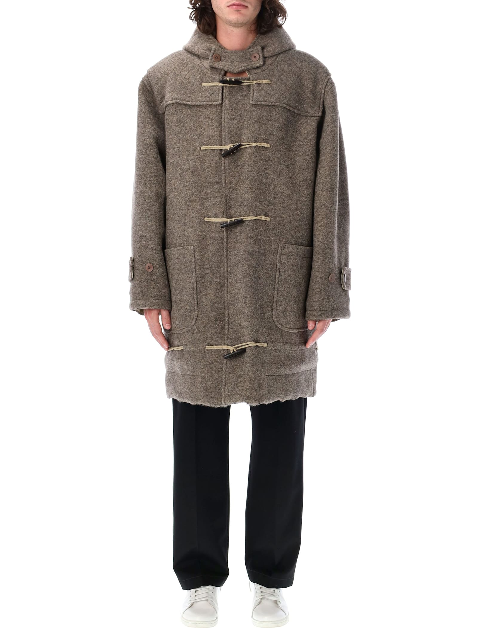 Shop Magliano Sindacato Duffle Coat In Grey Fango