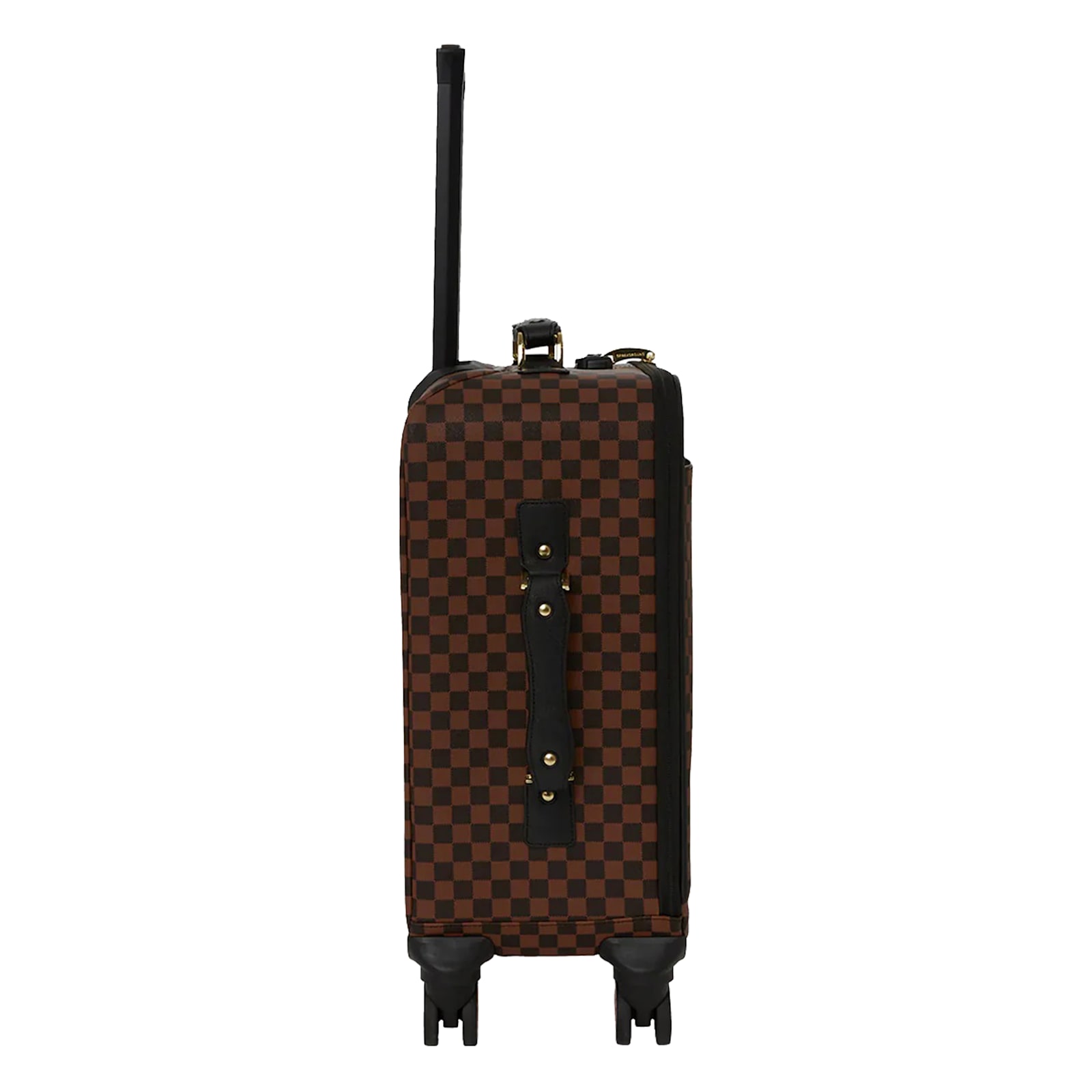 Sprayground Sawtooth Sharks In Paris Checkered Suitcase In Brown