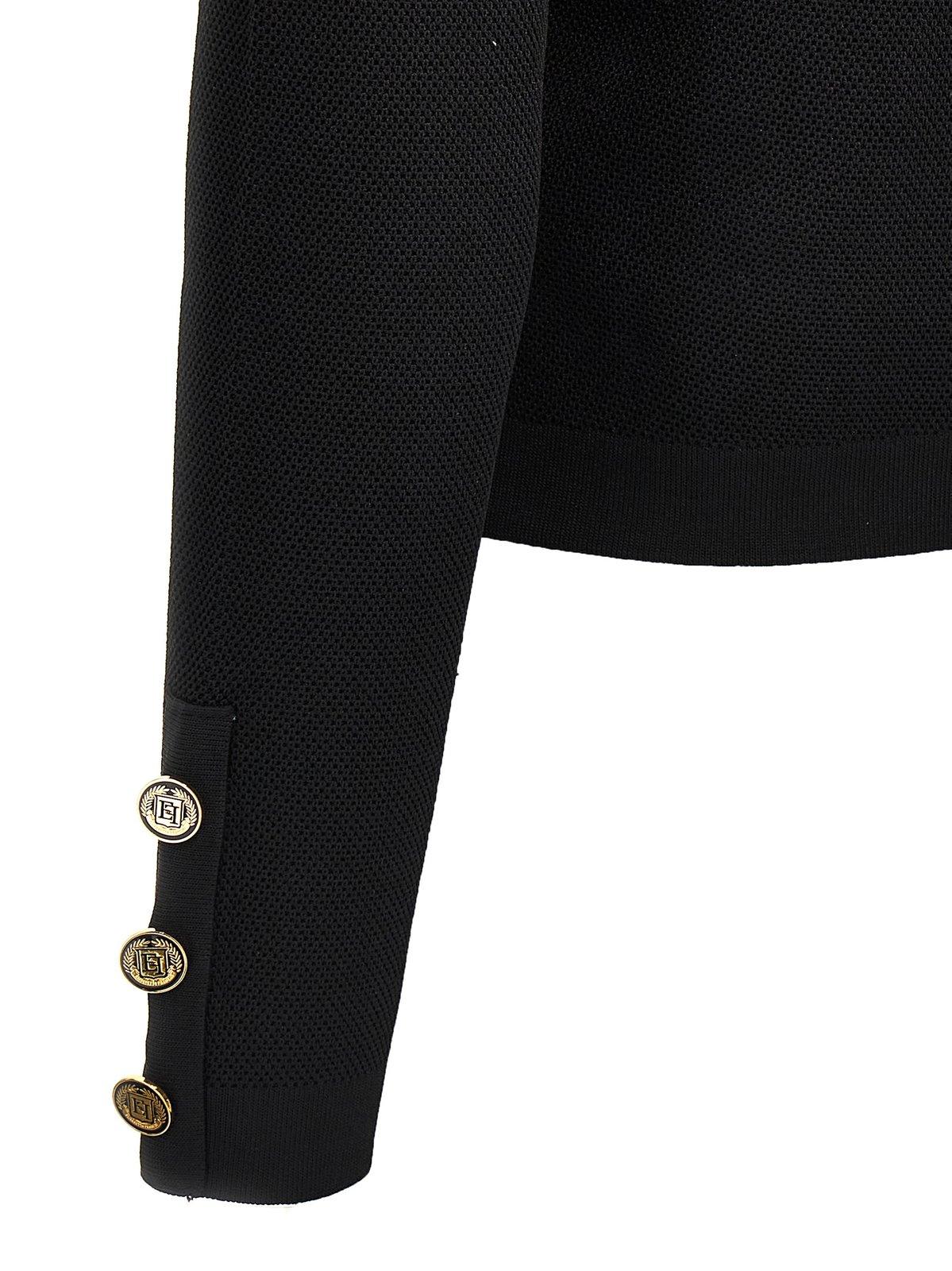 Shop Elisabetta Franchi Chain Detailed Cropped Jacket In Black