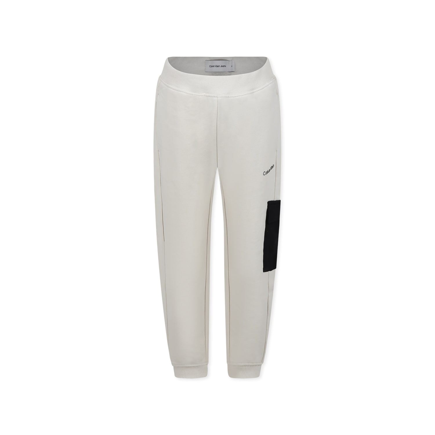 Calvin Klein Ivory Trousers For Boy With Logo In Ivory