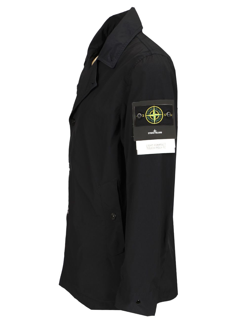 Stone Island Short Nylon Trench Coat Jackets Blue In Black