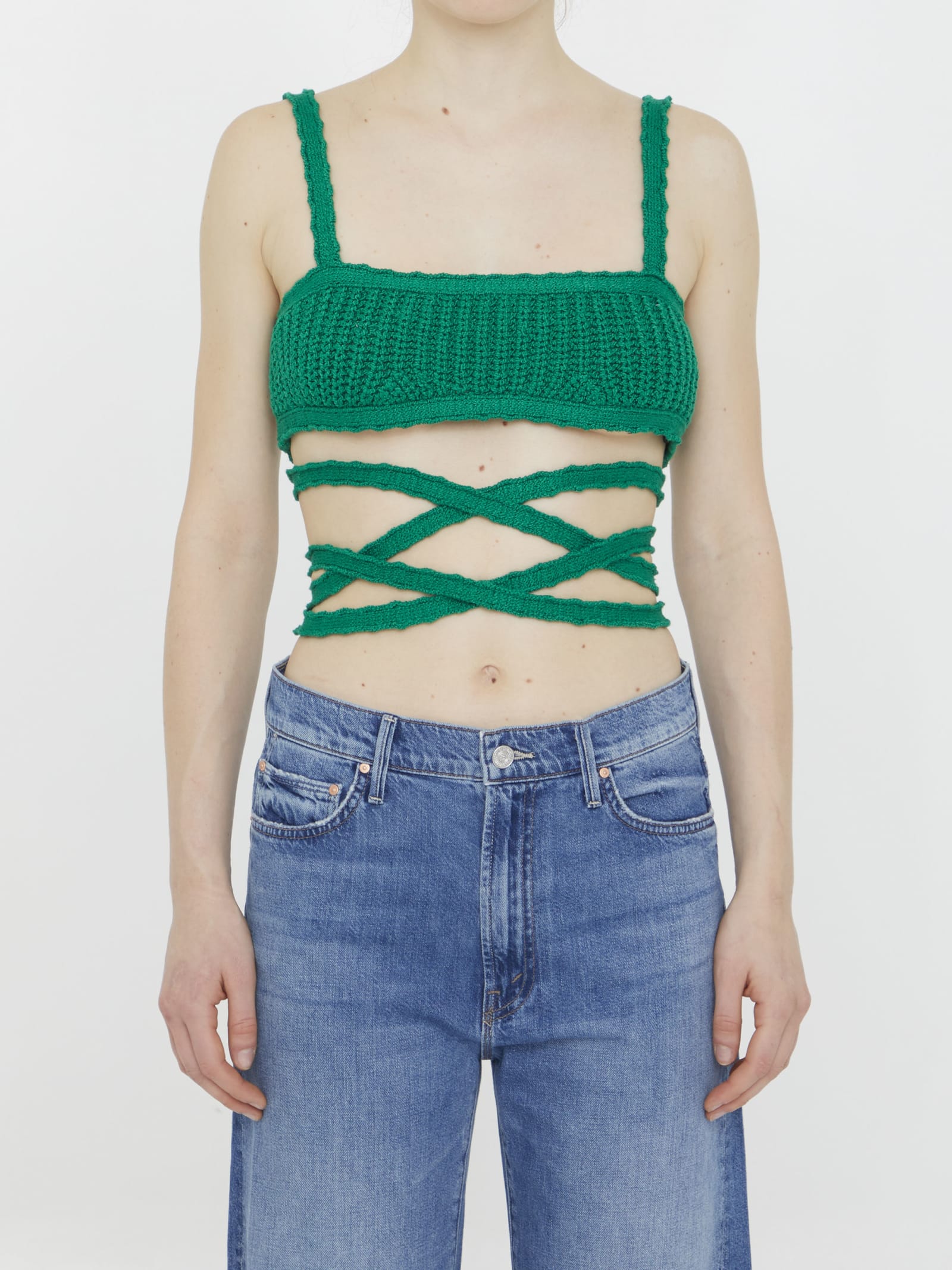 Shop Alanui Palm Springs Top In Green