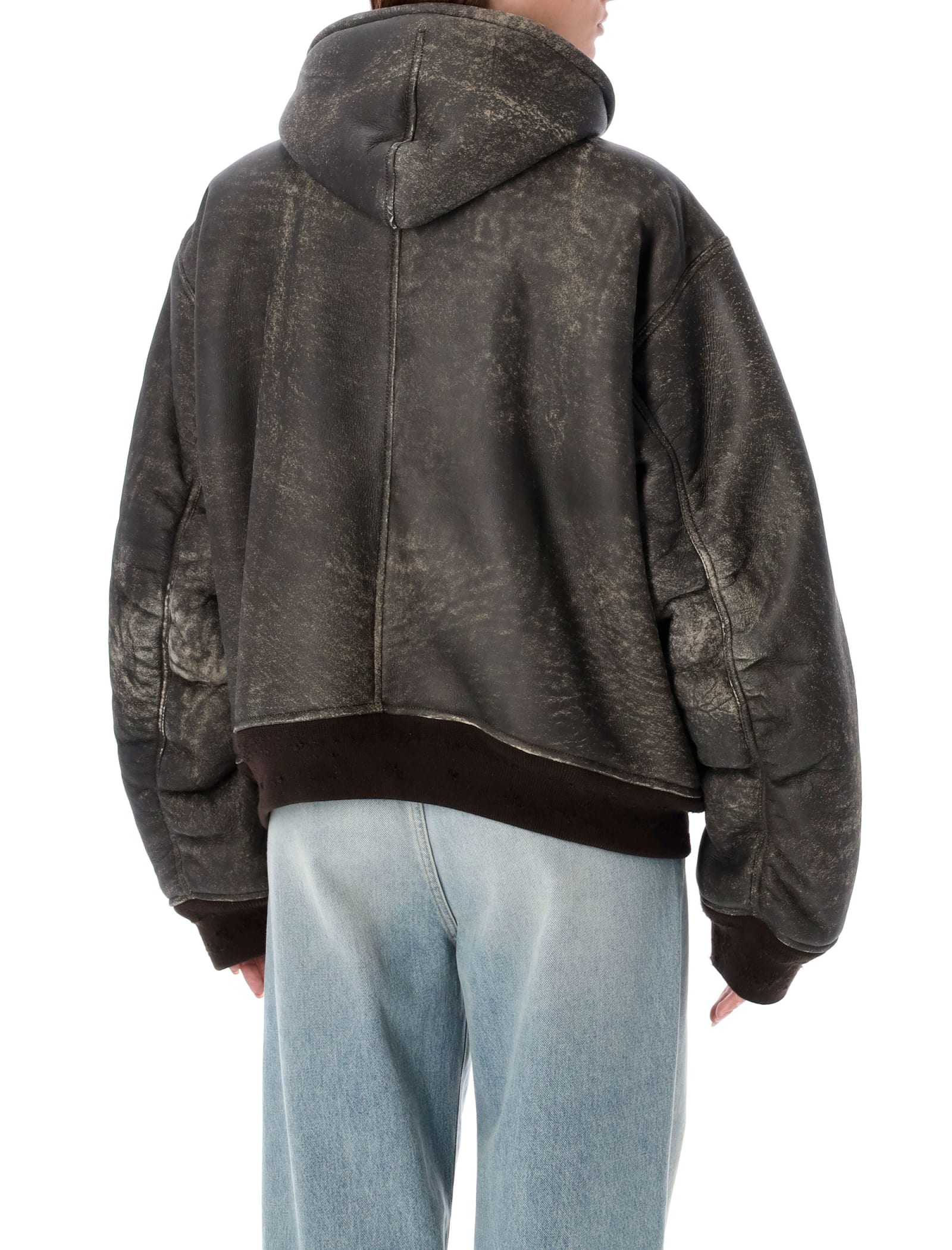 Balenciaga Montone Con Cappuccio E Zip In Shearling Marrone Donna In Brown