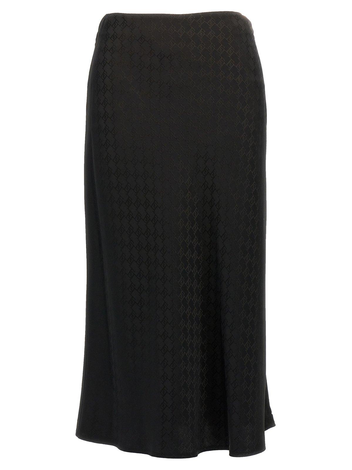 Shop Elisabetta Franchi Allover Logo Midi Skirt In Black