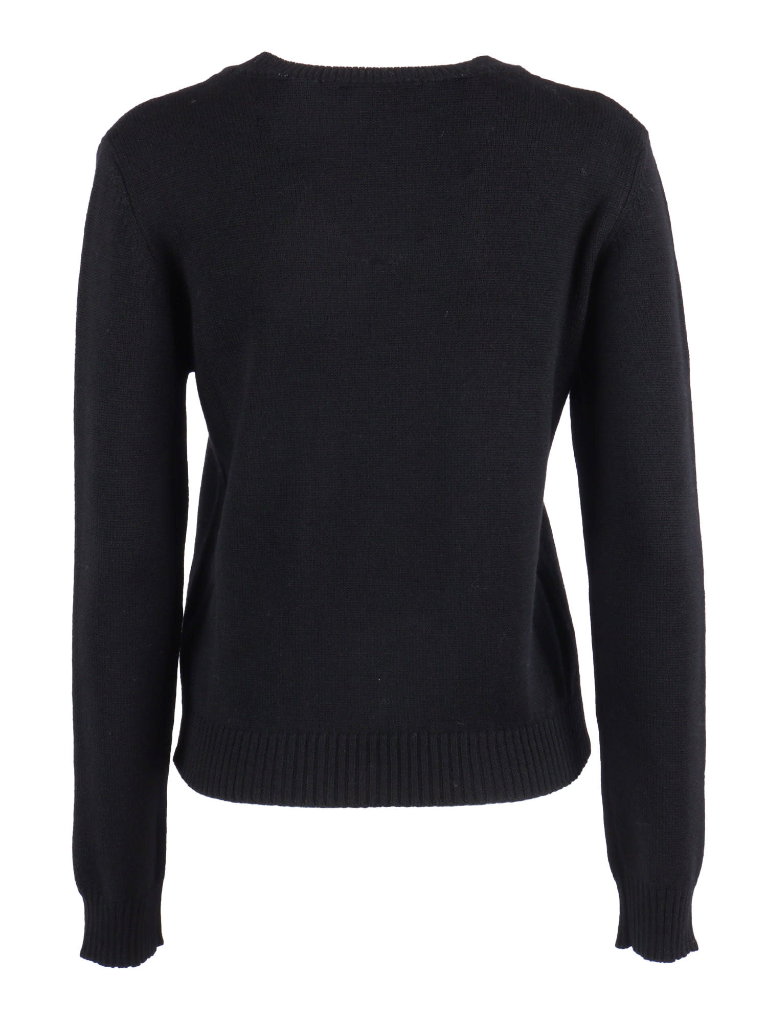 Ballantyne Fitted Wool Pullover With Classic Round Neckline In Black