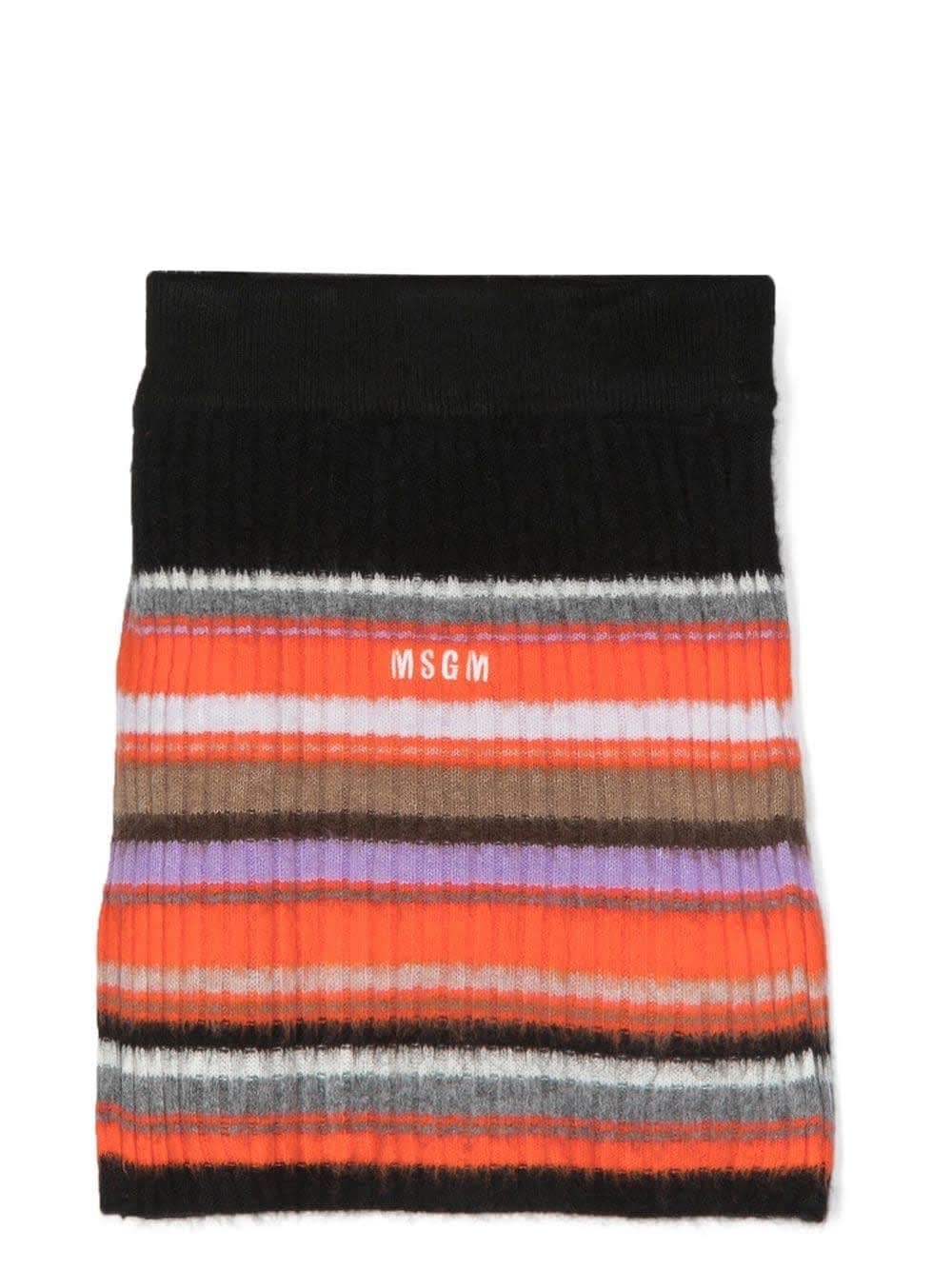 MSGM Kids Multicoloured Ribbed Skirt With Logo