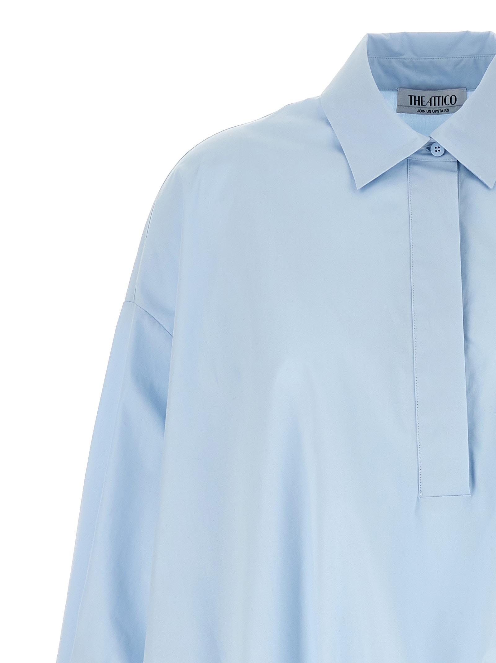 Shop Attico Logo Embroidery Shirt In Light Blue