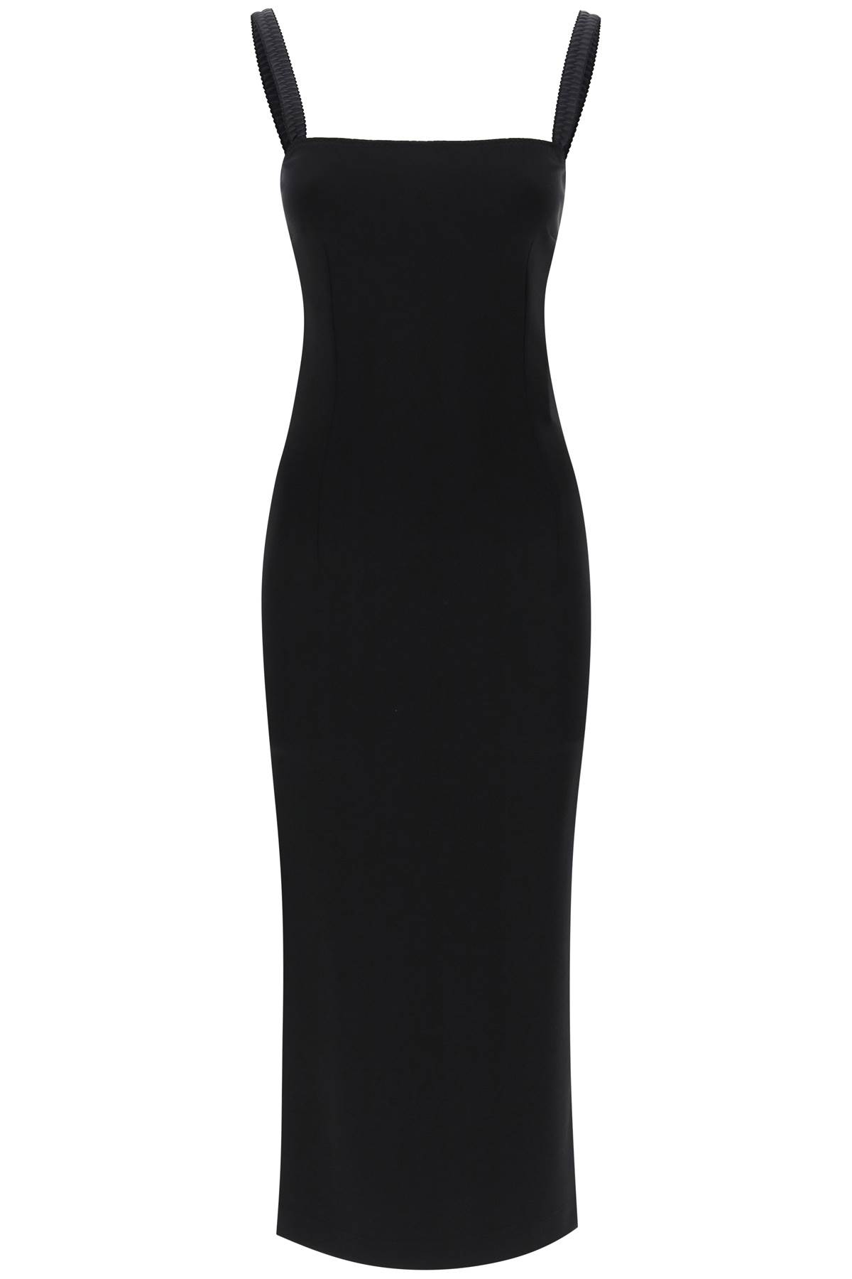 Shop Dolce & Gabbana Midi Sheath Dress In Milano Stitch Jersey In Nero