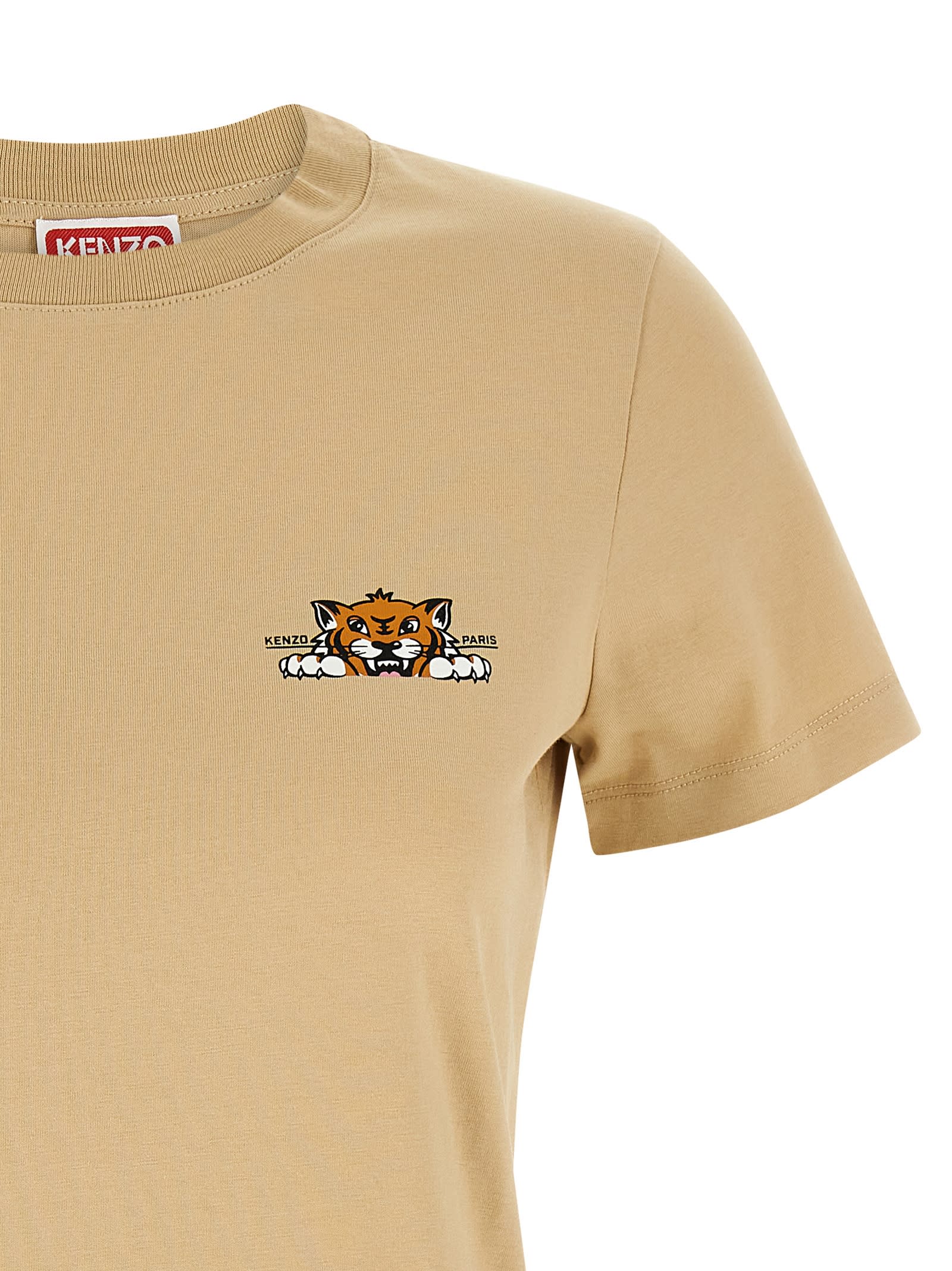 Kenzo Happy Tiger T-shirt In Beige