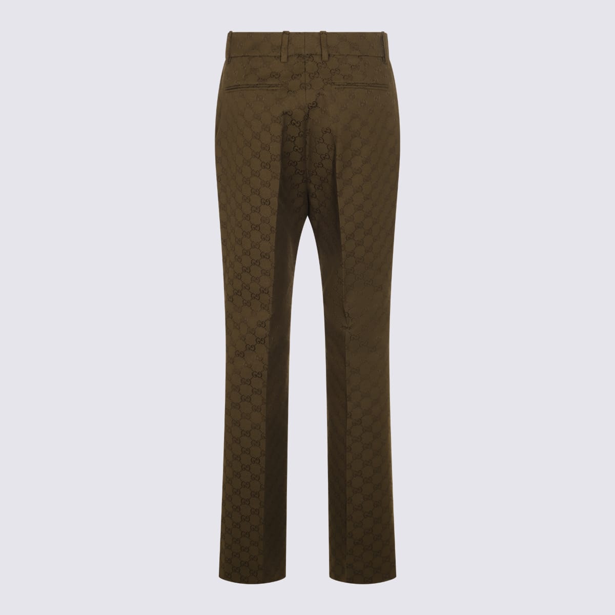 Gucci Gg Jacquard Cotton-blend Bootcut Pants In Green