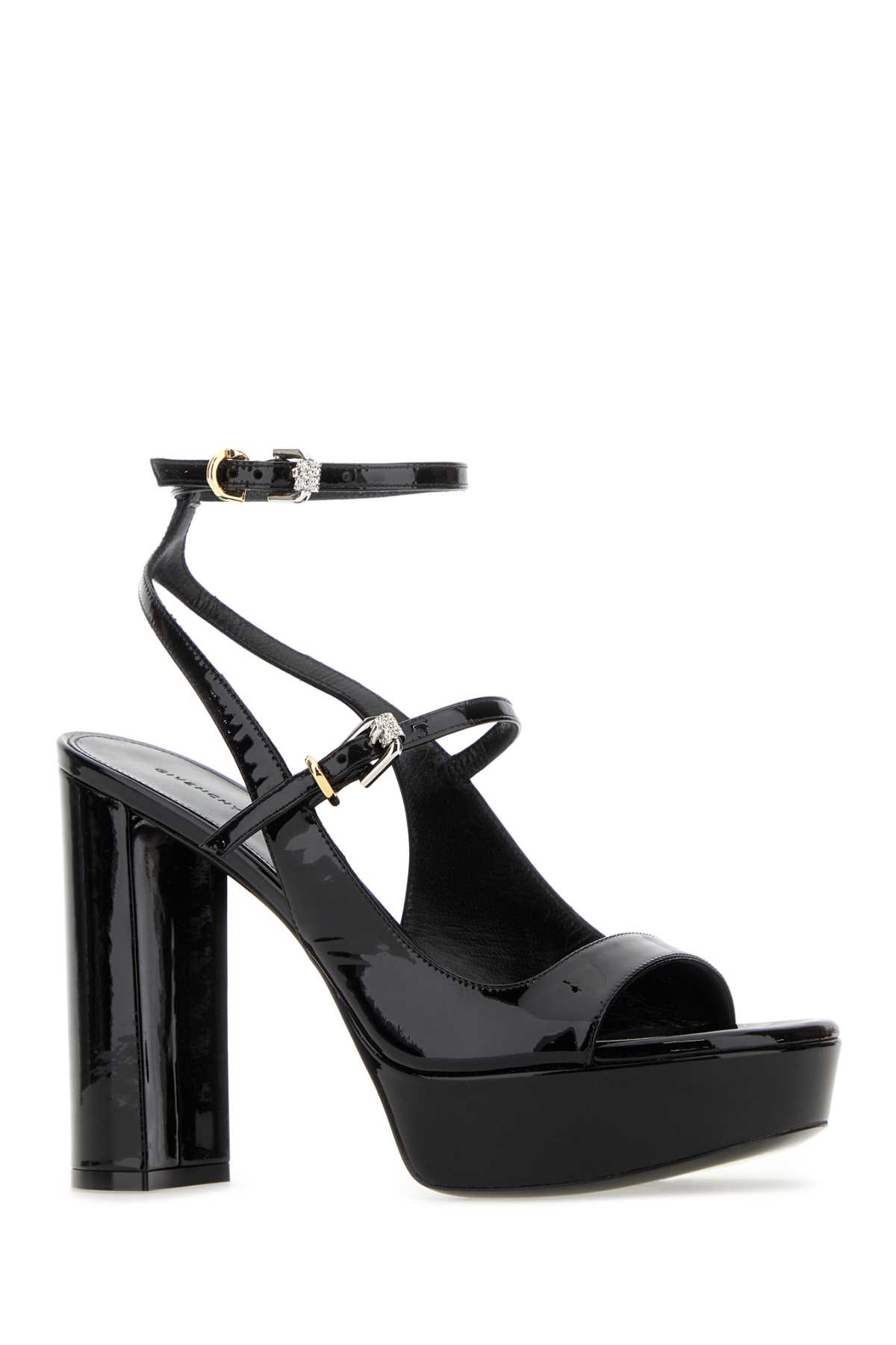 Shop Givenchy Black Leather Voyou Sandals