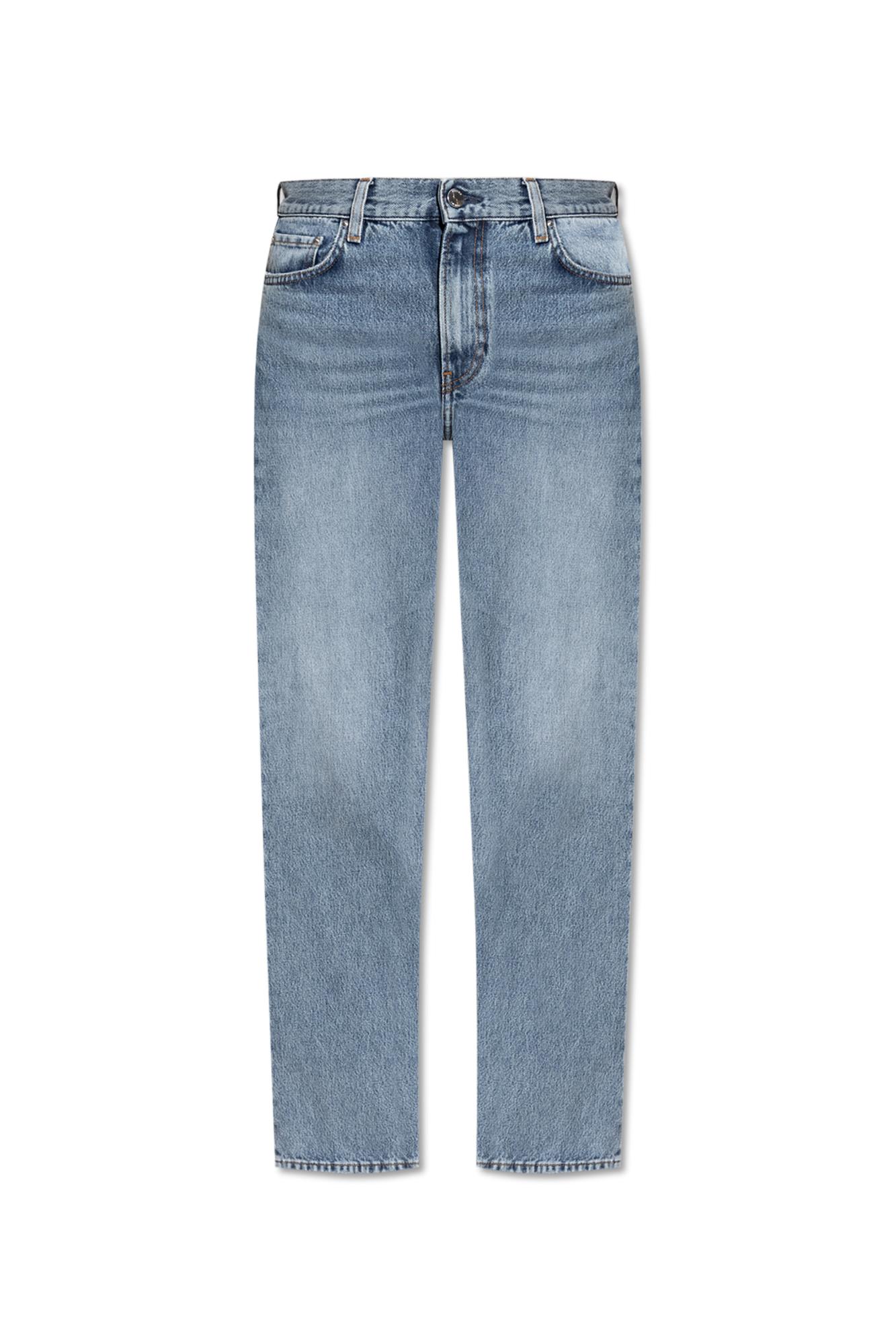 Totême Straight Leg Denim Trousers With Belt Loops In Blue