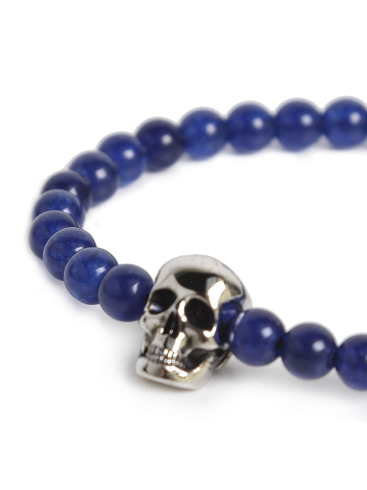 Shop Alexander Mcqueen Skull Bracelet In Elec.blue/a.sil