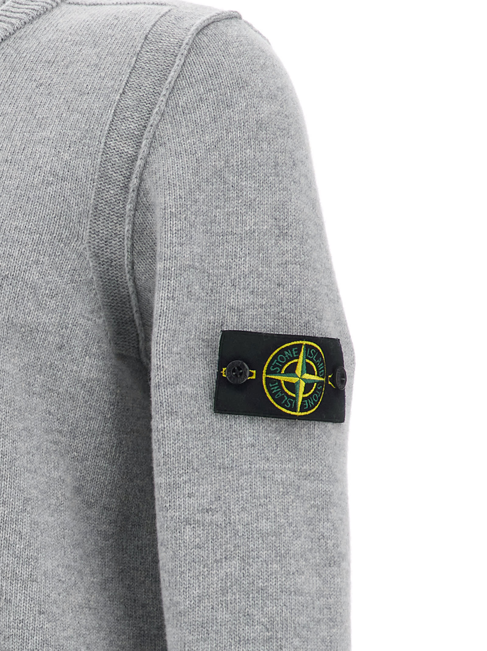 Stone Island Lightweight Wool Crew Neck Sweater With Raglan Sleeves Clothing In Gray