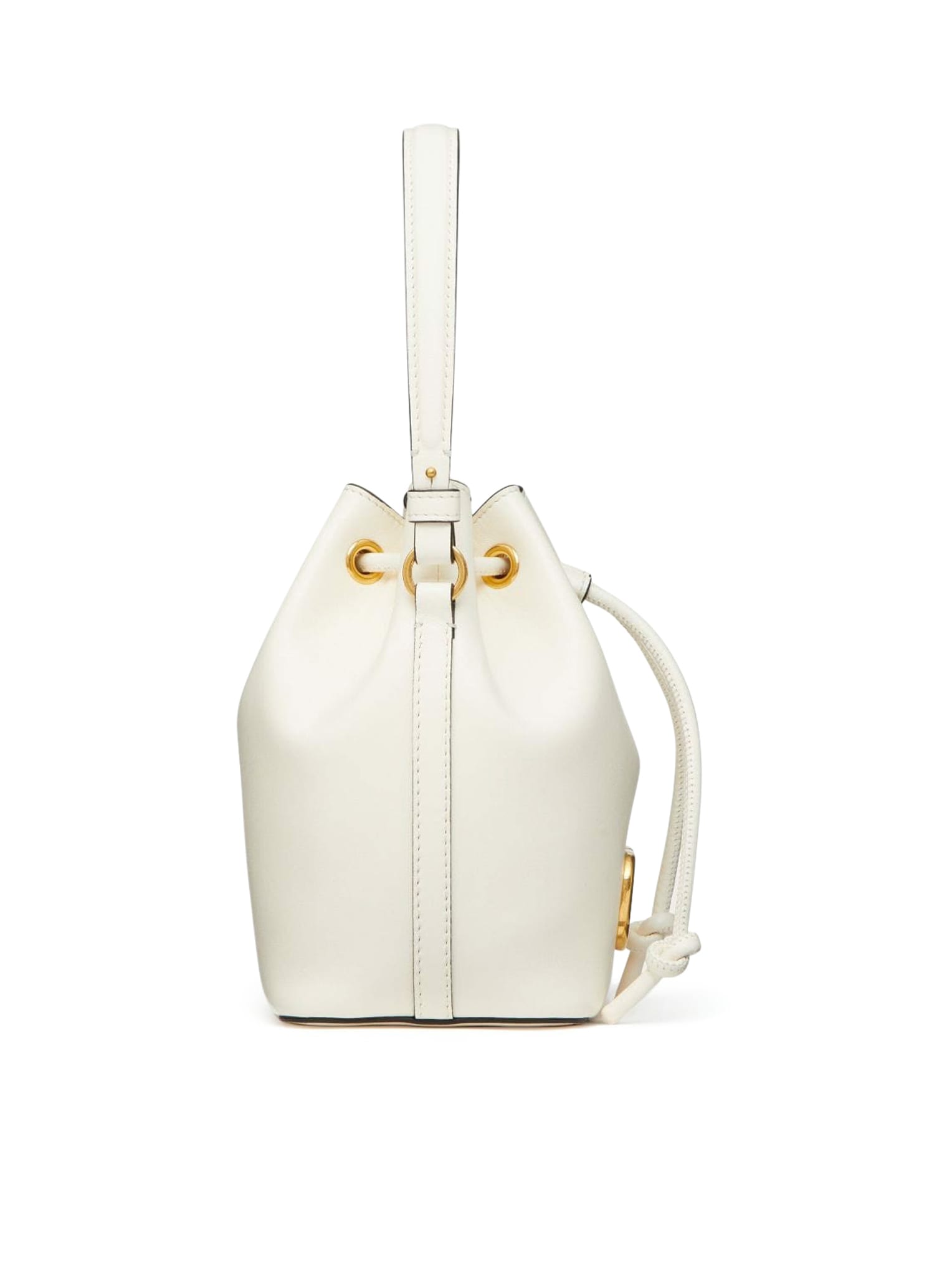 Valentino Vlogo Bucket Bag Contrast Trim In White