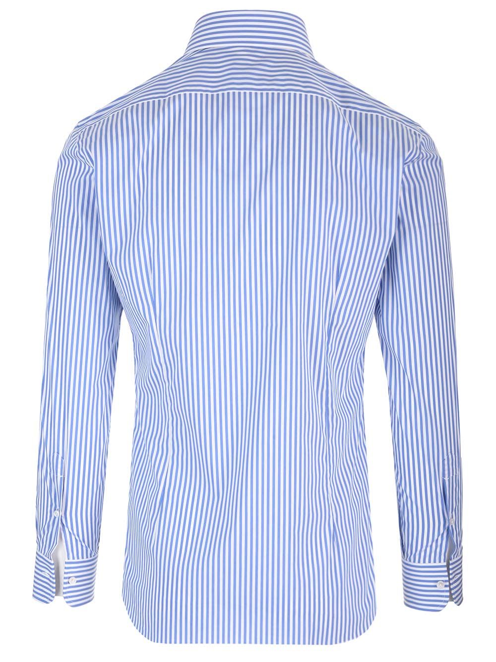 Shop Barba Napoli Stretch Fabric Shirt In Light Blue