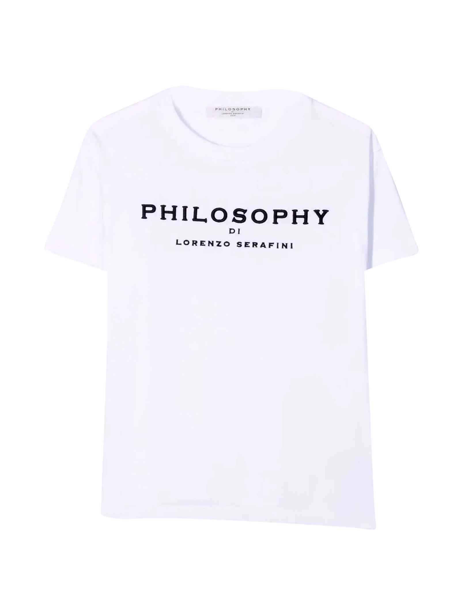 Philosophy di Lorenzo Serafini Kids White T-shirt With Black Logo