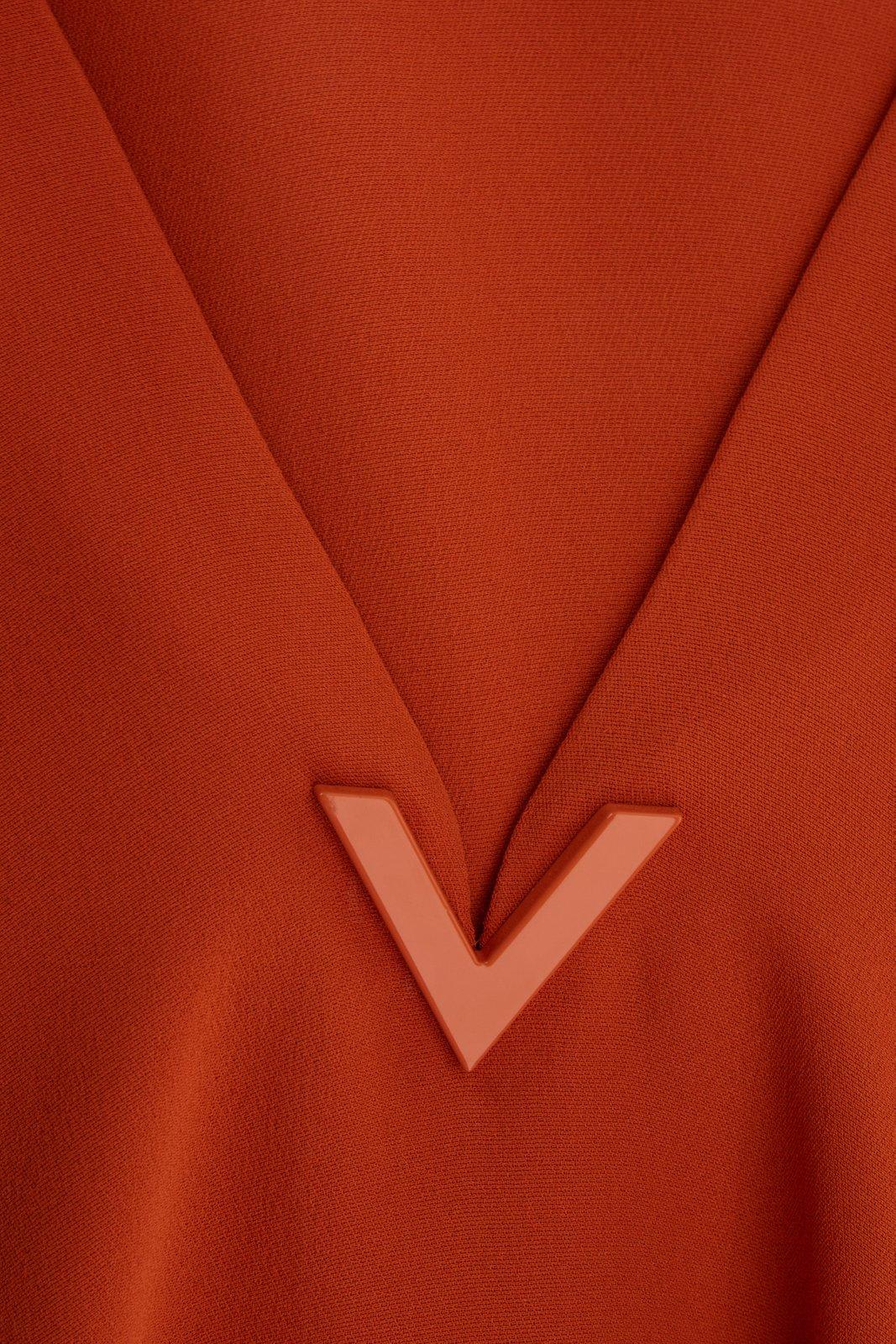 Shop Valentino Vlogo Plaque V-neck Blouse In Orange