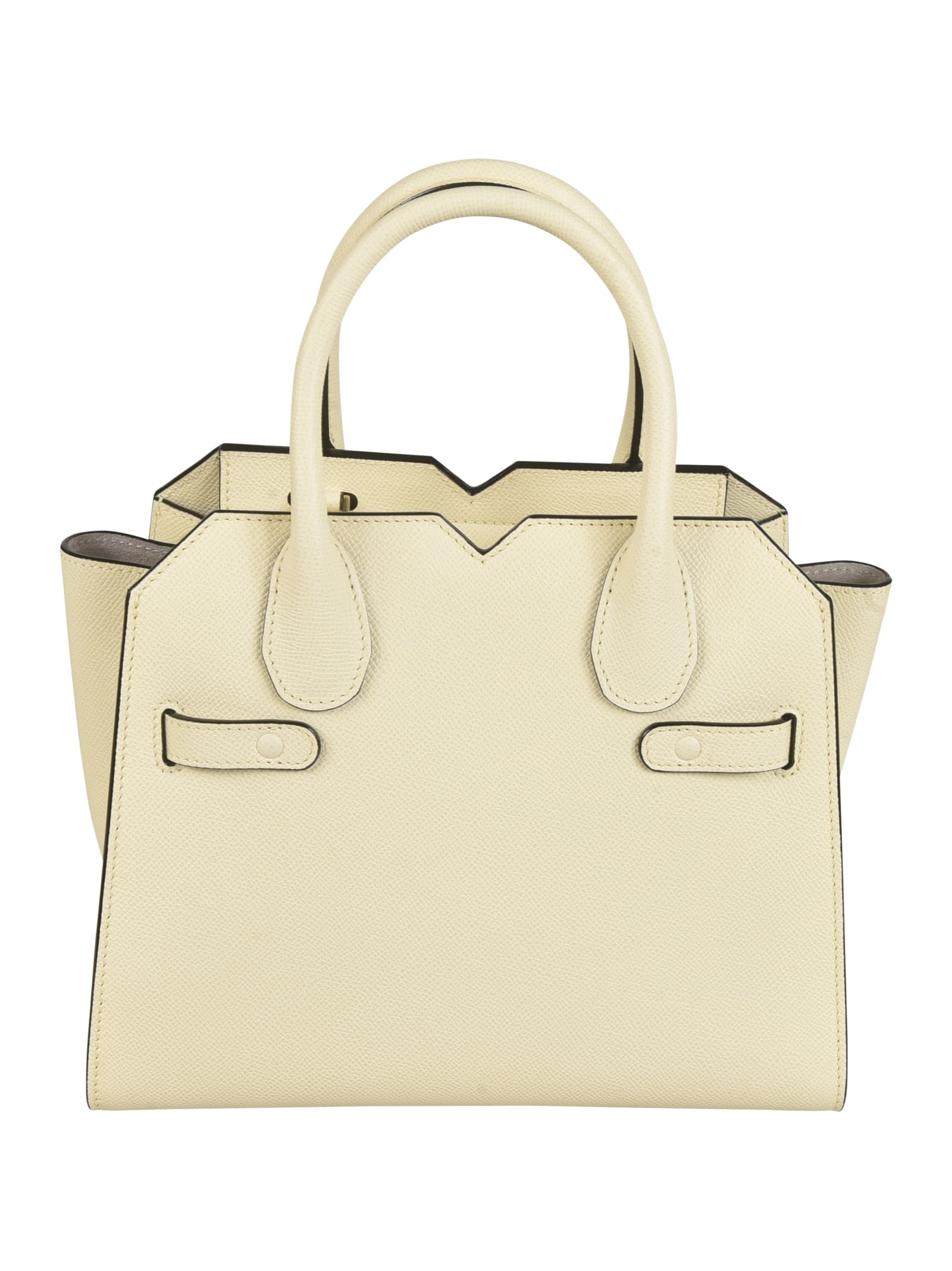 Shop Valextra Mini Parchment-coloured Milan Bag In White