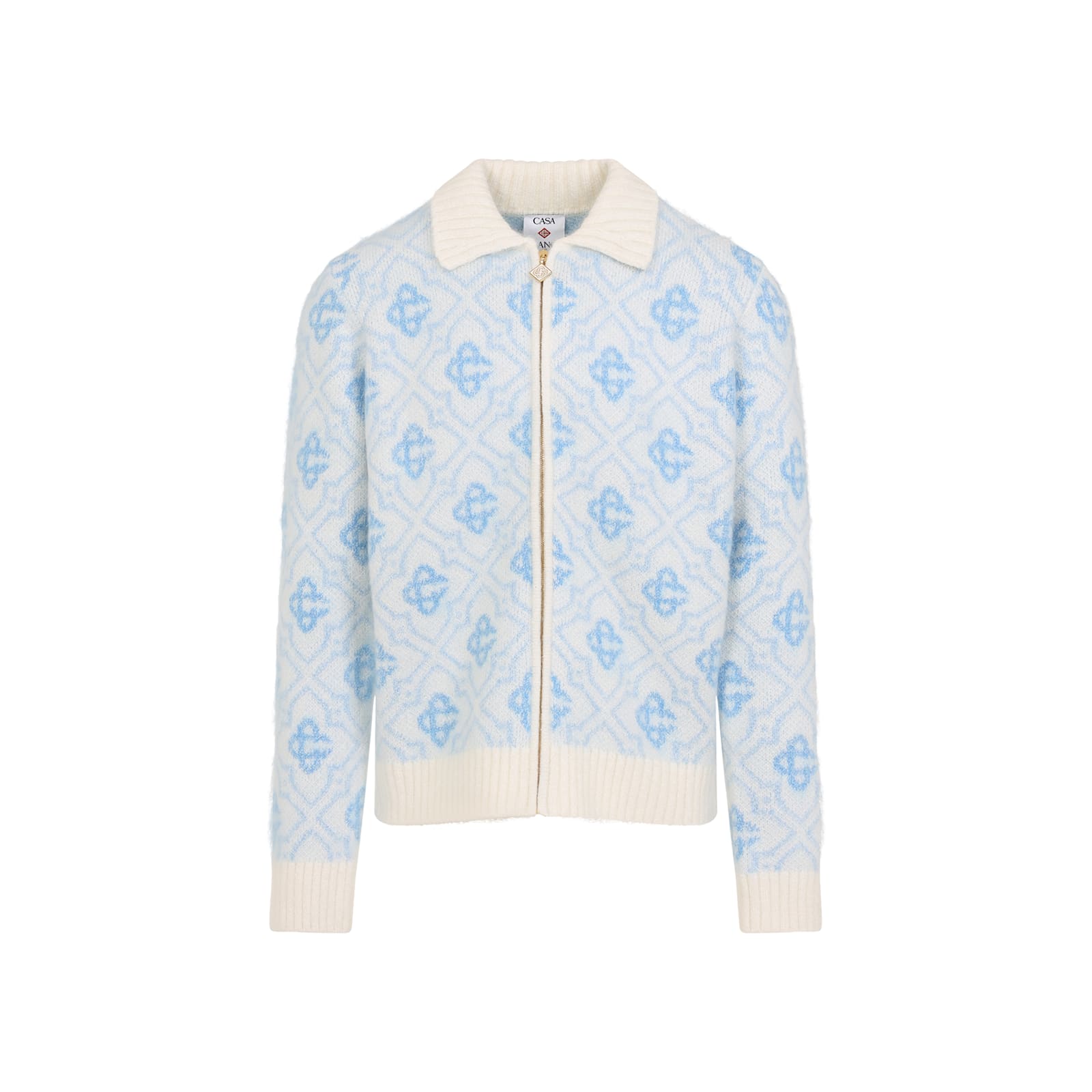 Casablanca Refined Wool Blend Sweatshirt With Classic Collar In Multi