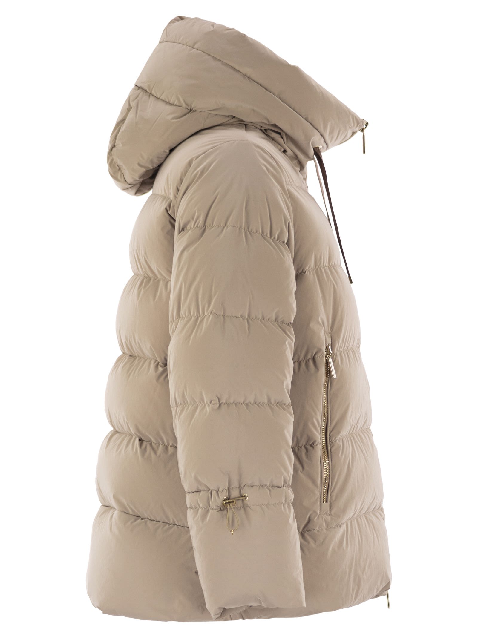Moorer Gadia-os - Hooded Down Jacket In Neutral