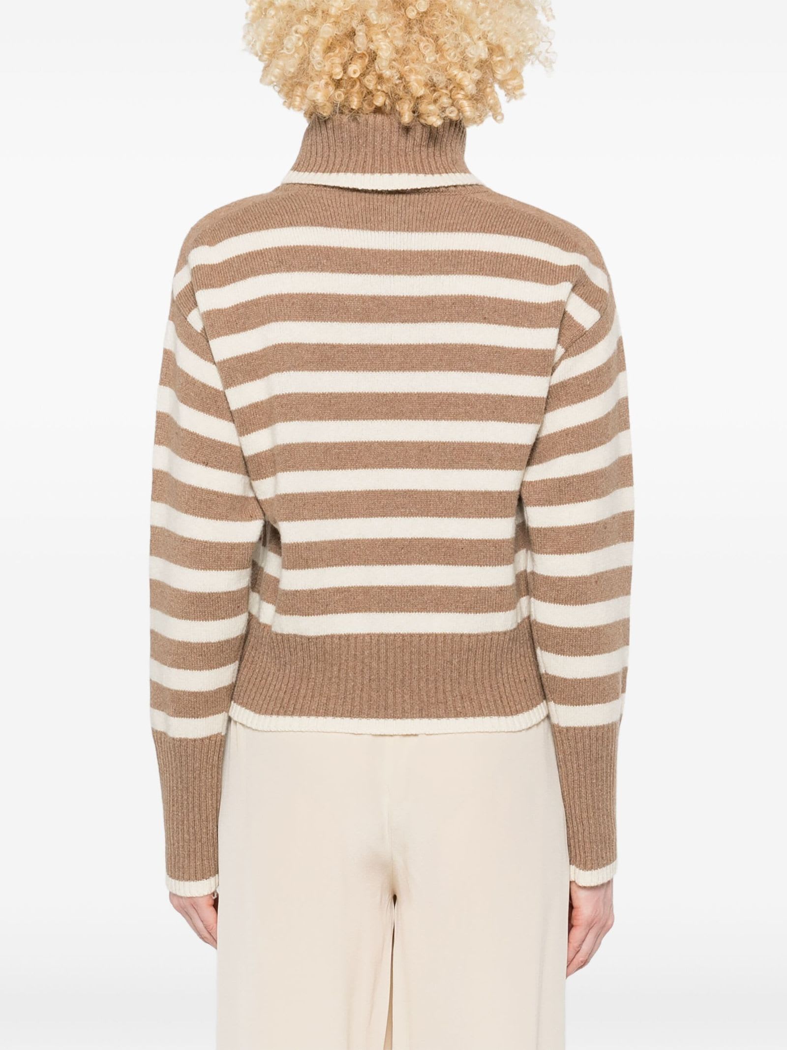 SEMICOUTURE STRIPED CASHMERE TURTLENECK SWEATER 