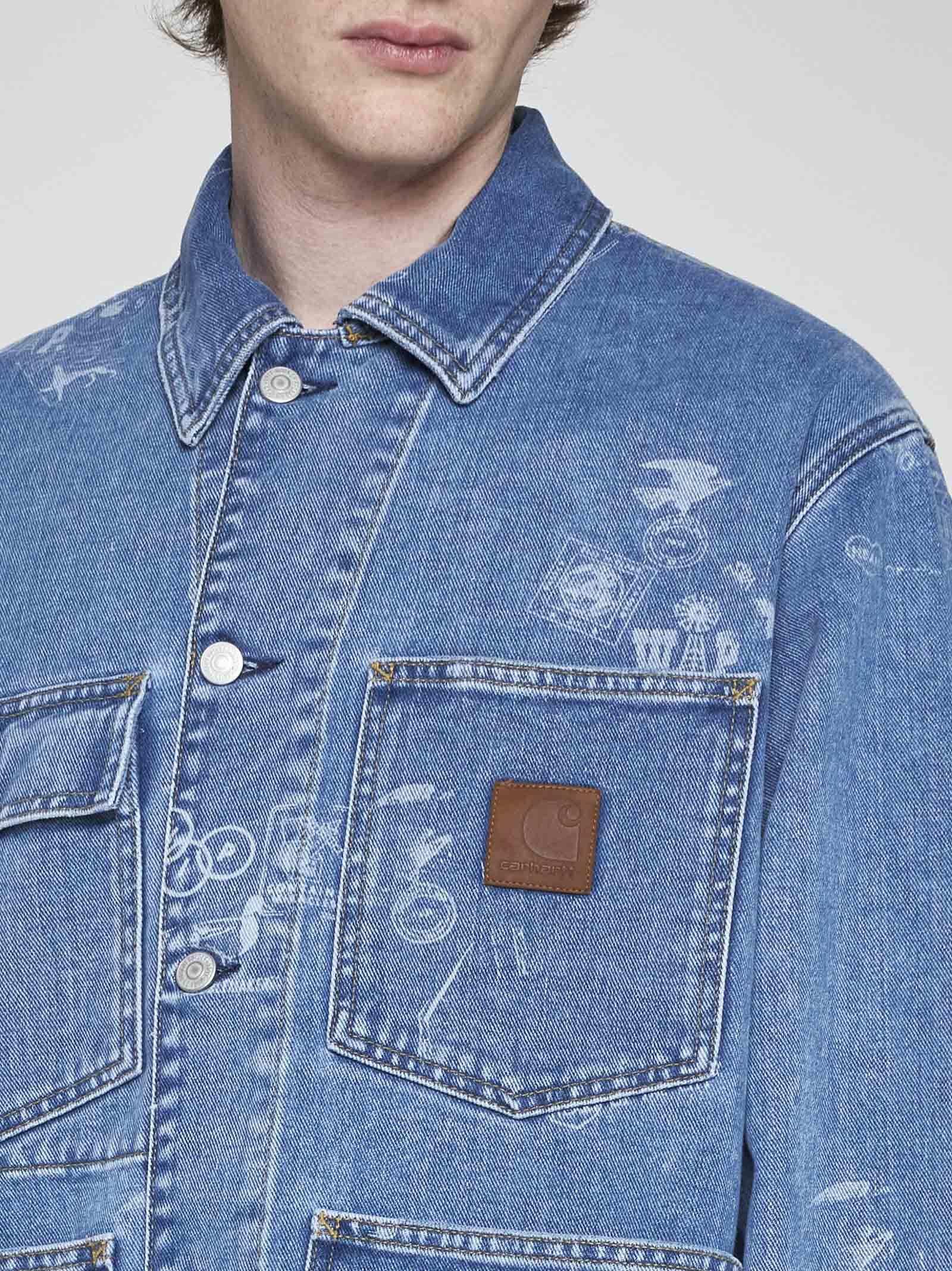 Shop Carhartt Stamp Denim Jacket In Blue