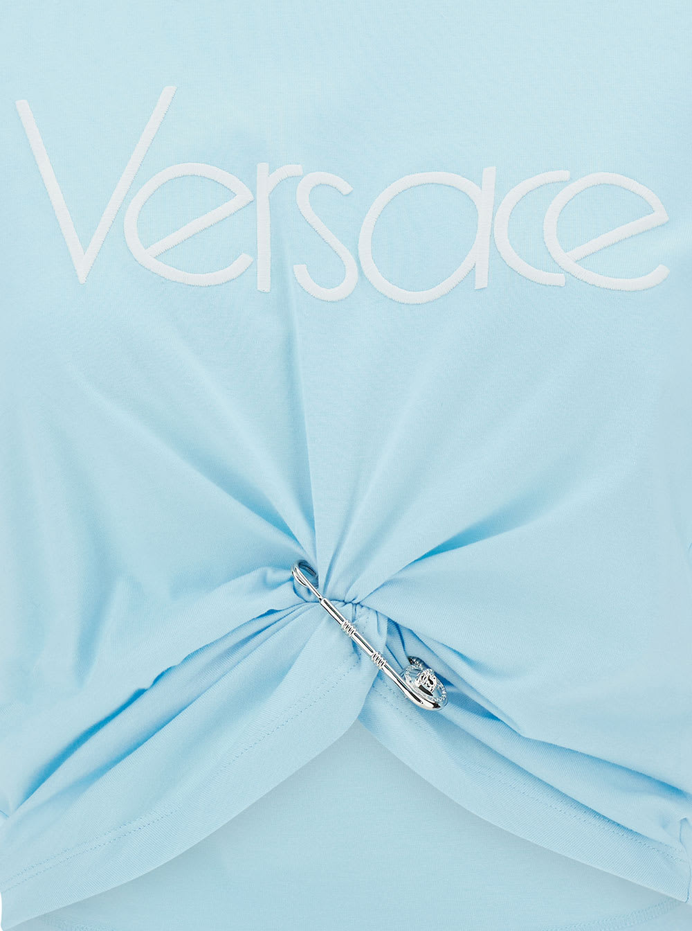 Shop Versace T-shirt Pin In Clear Blue